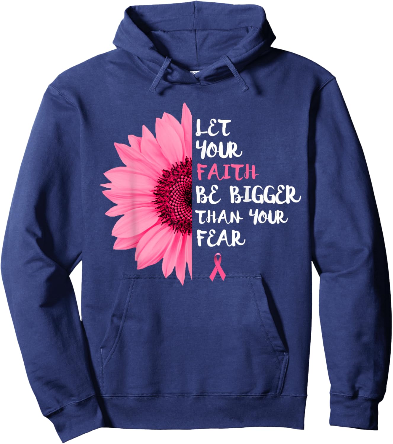 Breast Cancer Awareness Month Flower Pink Ribbon Women Hoodie - Hoodie | Navy