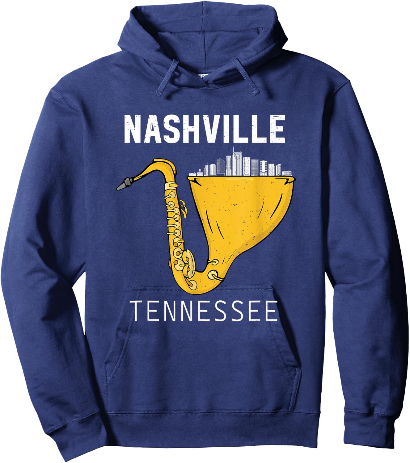 Nashville Tennessee Souvenir Saxophone Jazz Music City Hoodie - Hoodie | Navy