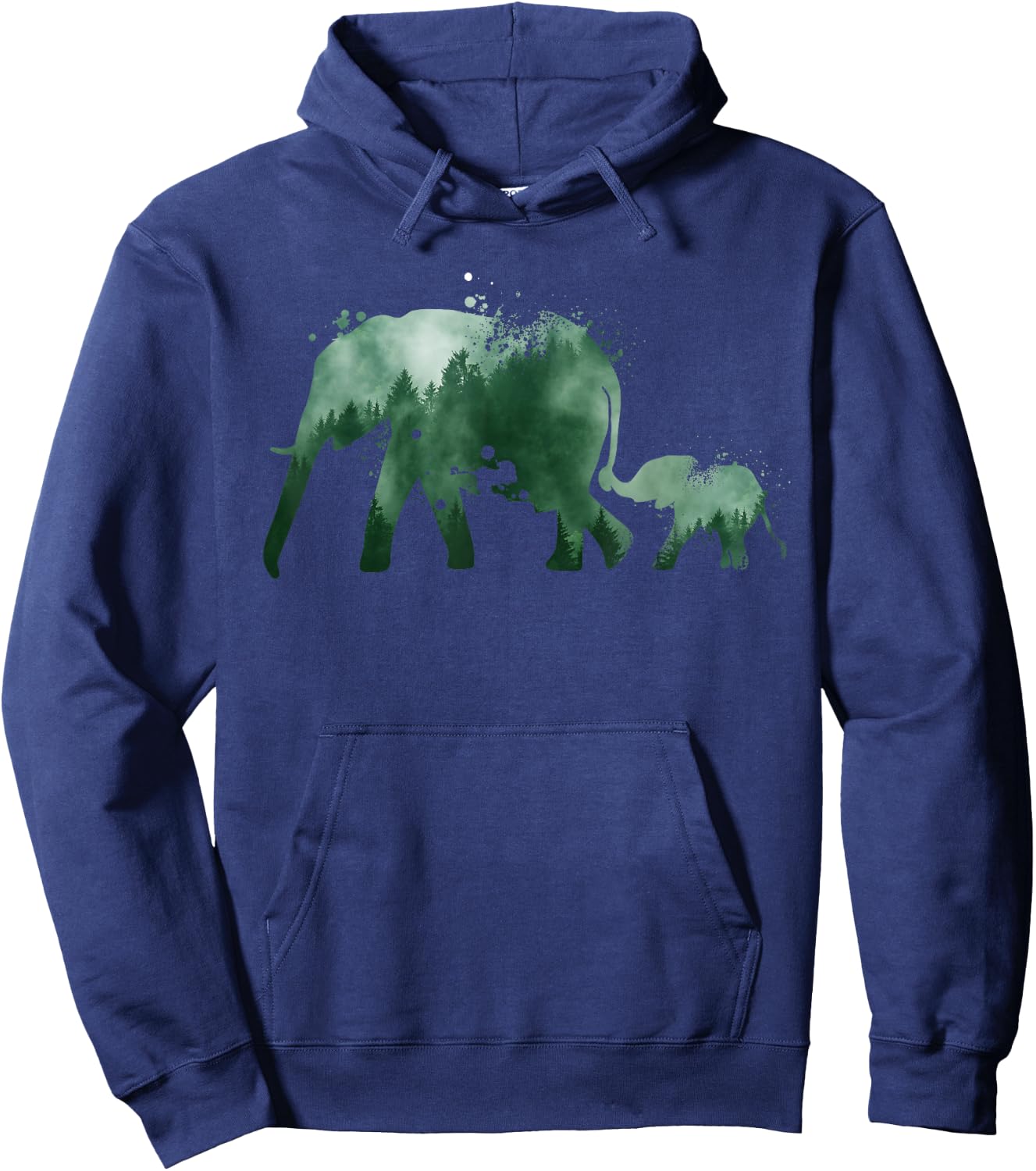 Vintage Elephant Silhouette | Men Women | Baby Elephant Hoodie - Hoodie | Navy