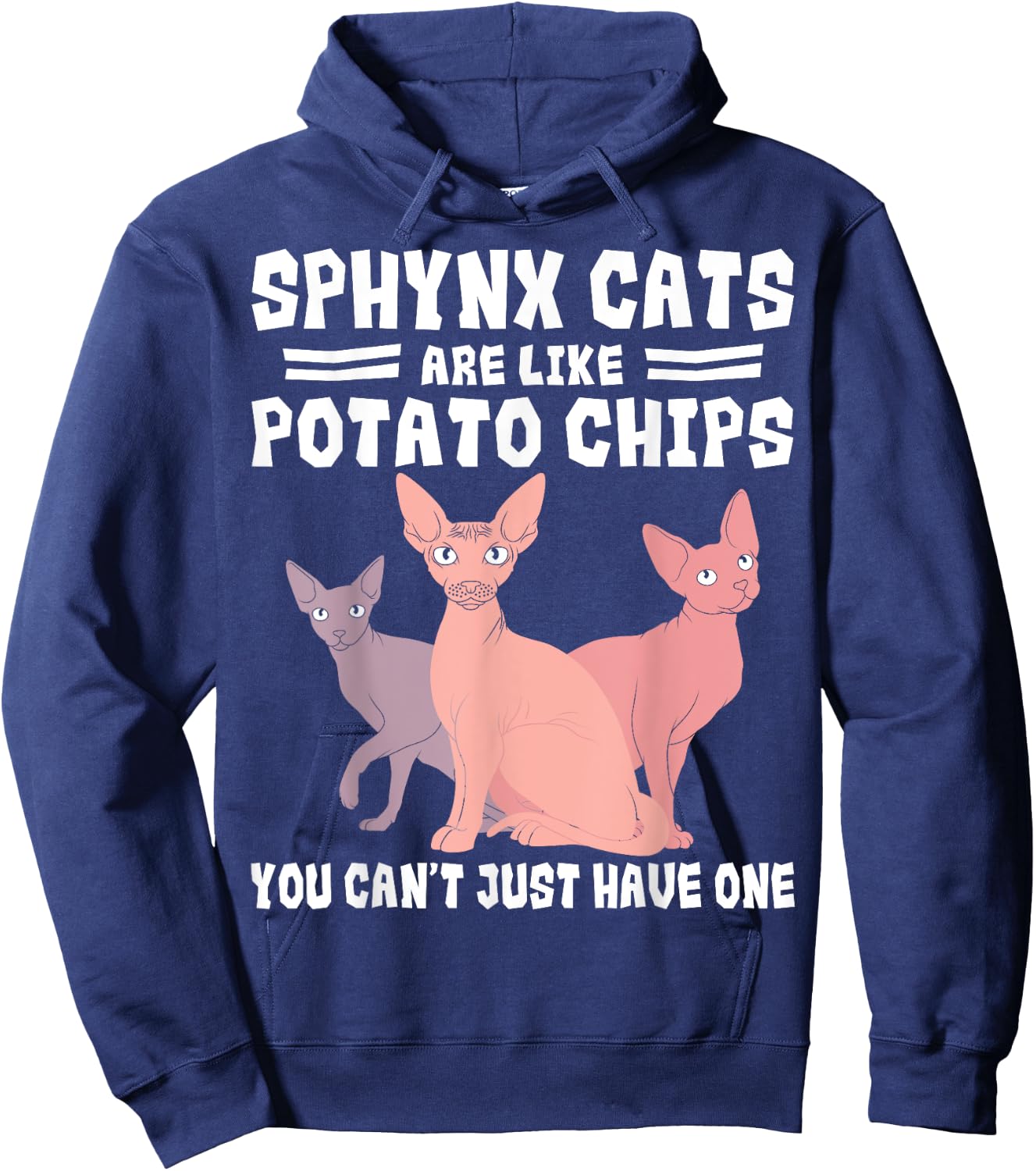 Sphynx Cat Potato Chips Lover Breeder Pet Owner Men Women Girls Kids Hoodie - Hoodie | Navy
