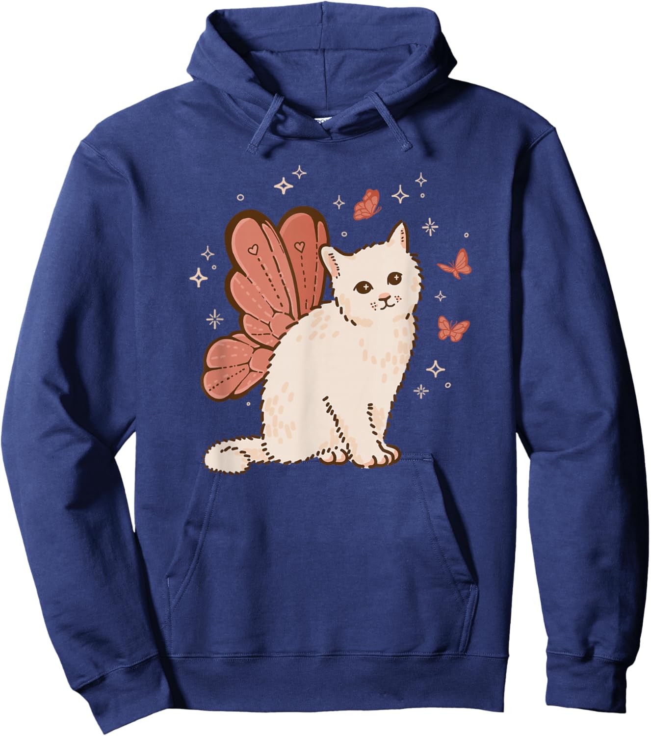 Fairycore Cute Butterfly Fairy Wings Cat Grunge Aesthetic Hoodie - Hoodie | Navy