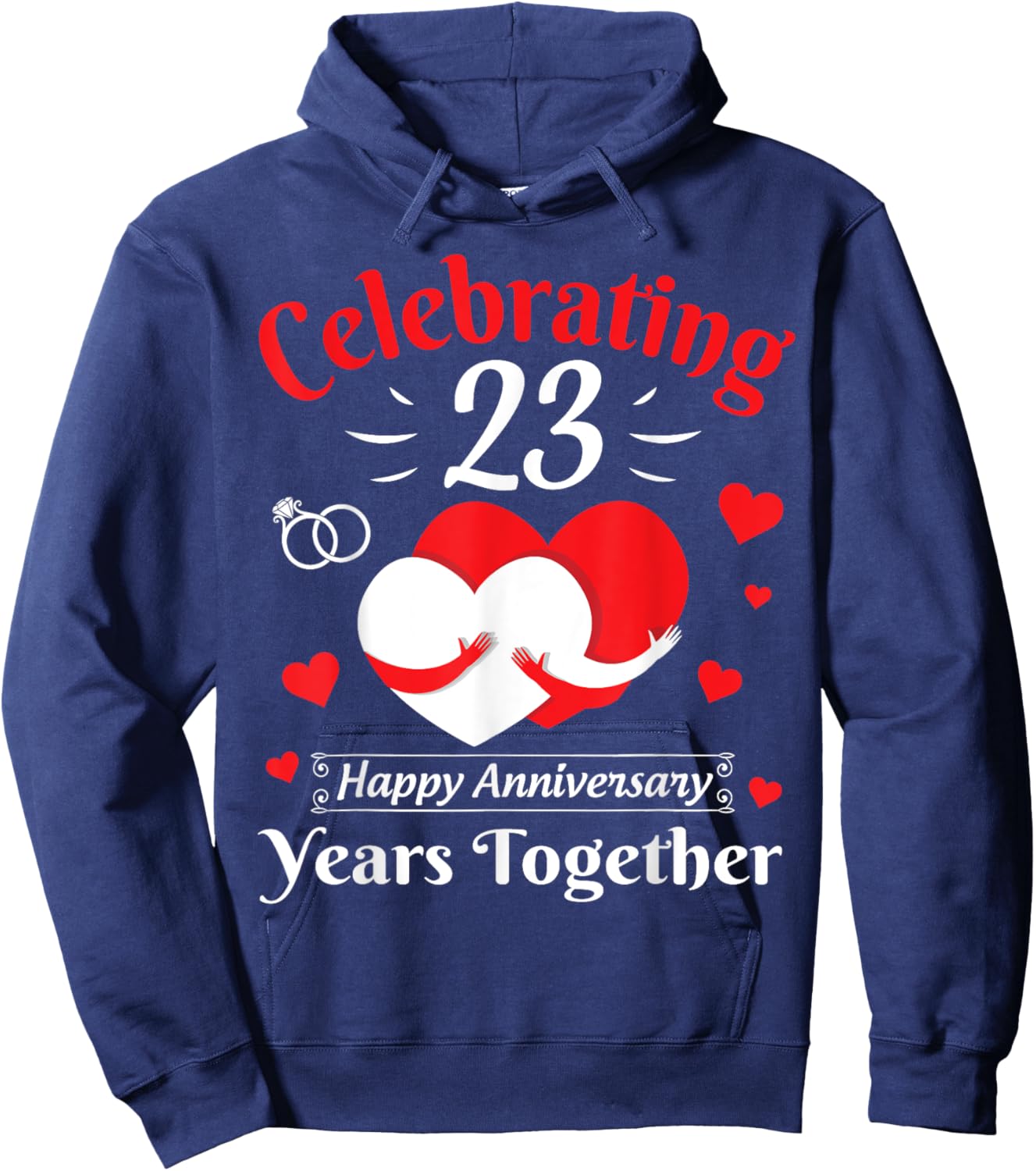 Hearts Hugging Celebrating 23 Years Together Anniversary Hoodie - Hoodie | Navy
