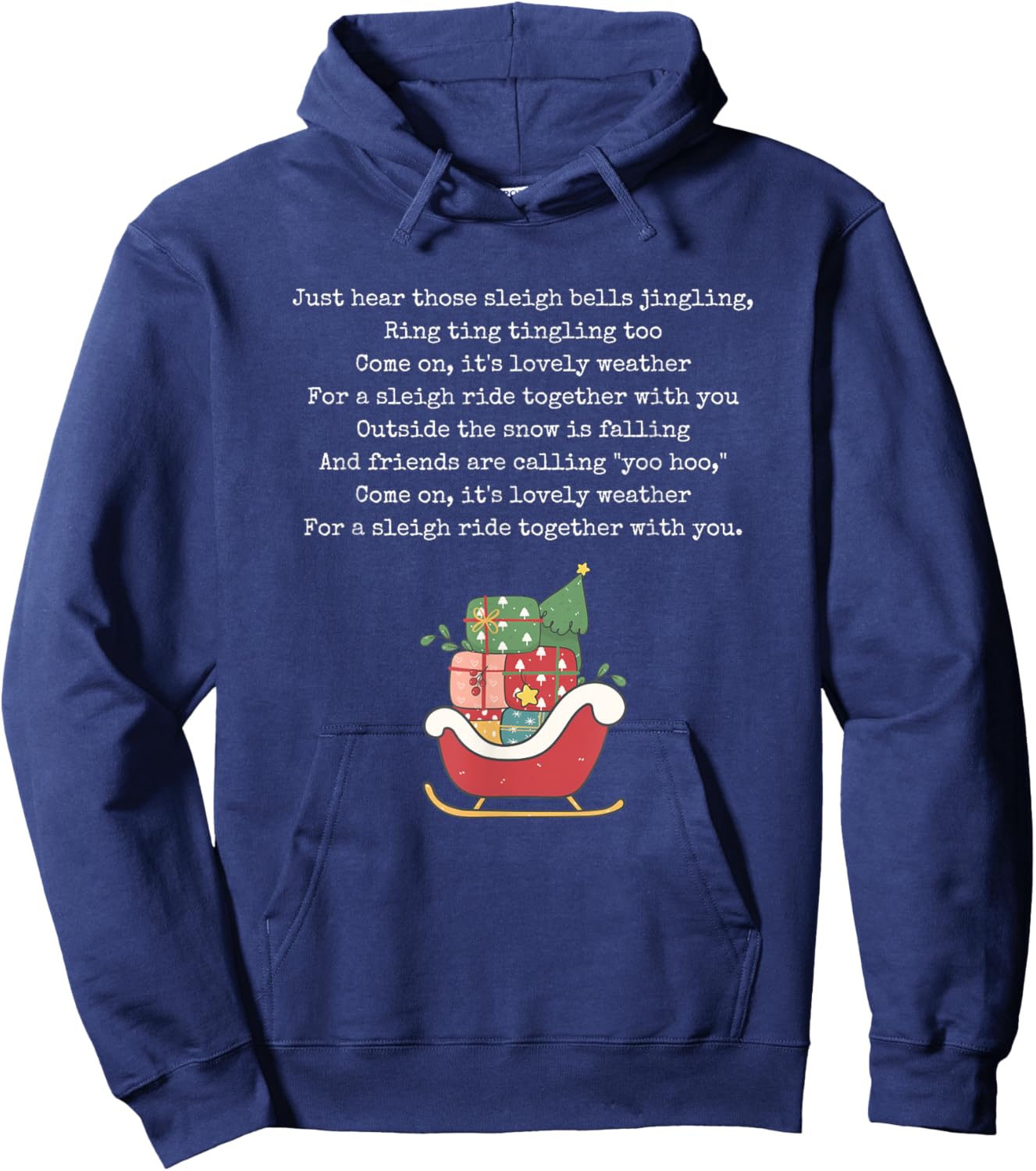 Christmas Carol Music Song Santa Sleigh Ride Xmas Holiday Hoodie - Hoodie | Navy