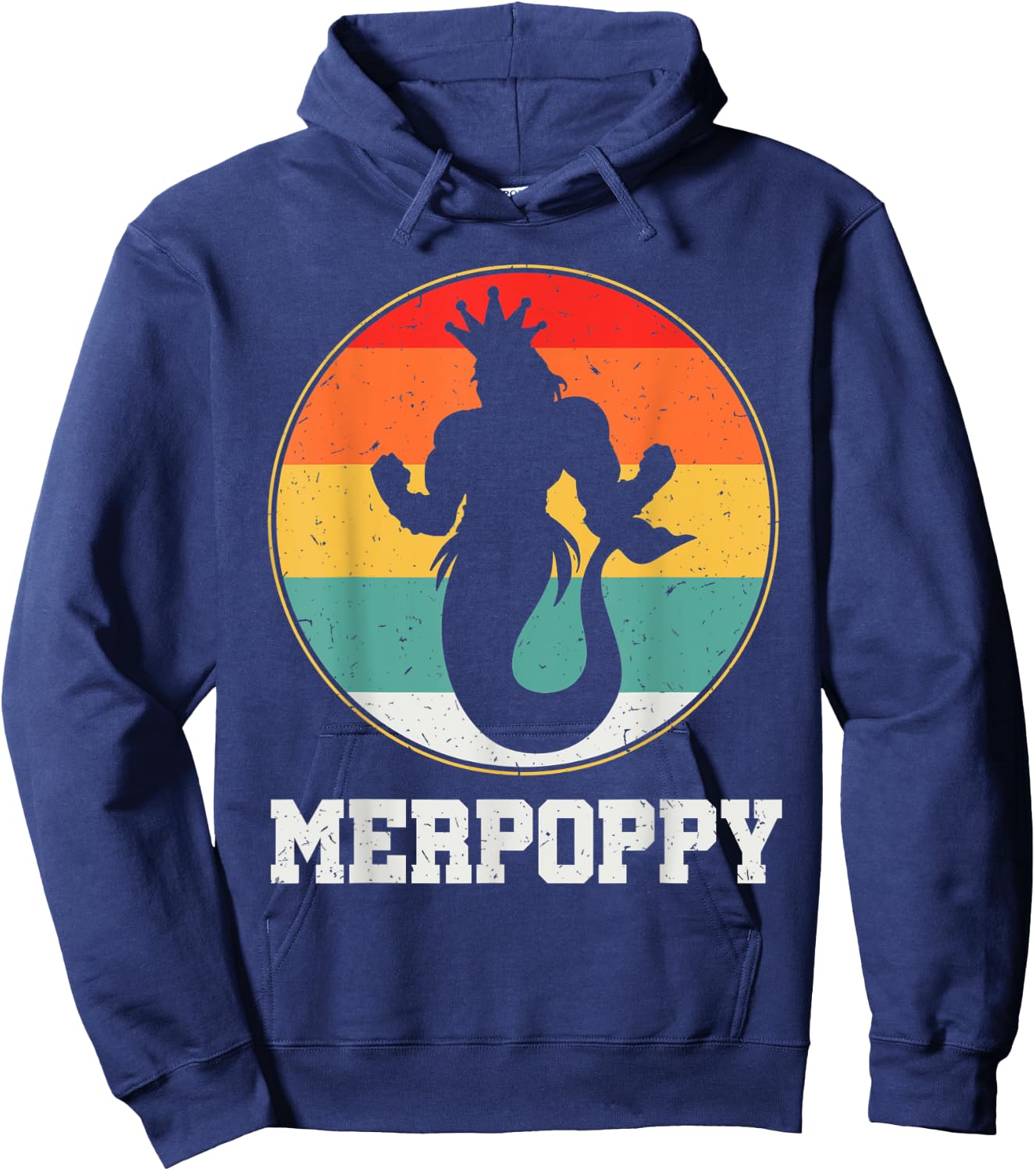 Merpoppy Security Merman Mermaid Grandpa Fish Grandfather Hoodie - Hoodie | Navy