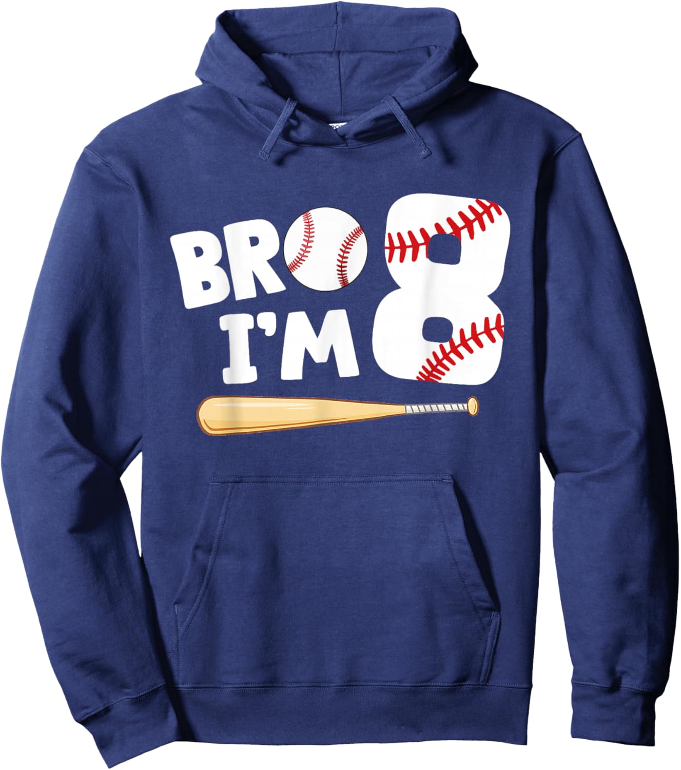 8th Birthday Shirt Boy Bro I'm 8 Year Old Baseball Theme Hoodie - Hoodie | Navy