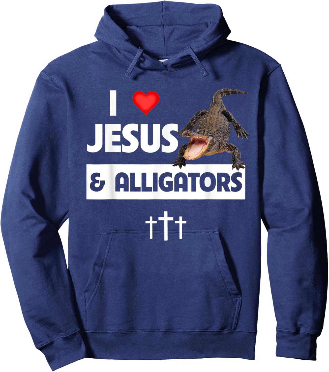 I Love Jesus and Alligators Reptile Christian Sunday Church Hoodie - Hoodie | Navy