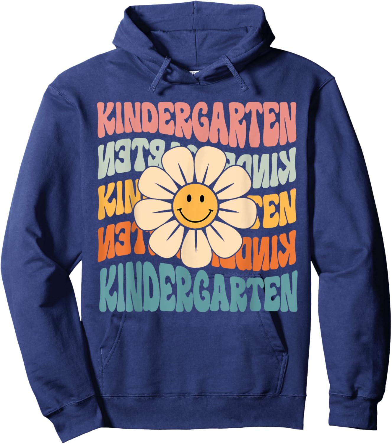 Retro Kindergarten Daisy Colorful Back To School Student Kid Hoodie - Hoodie | Navy