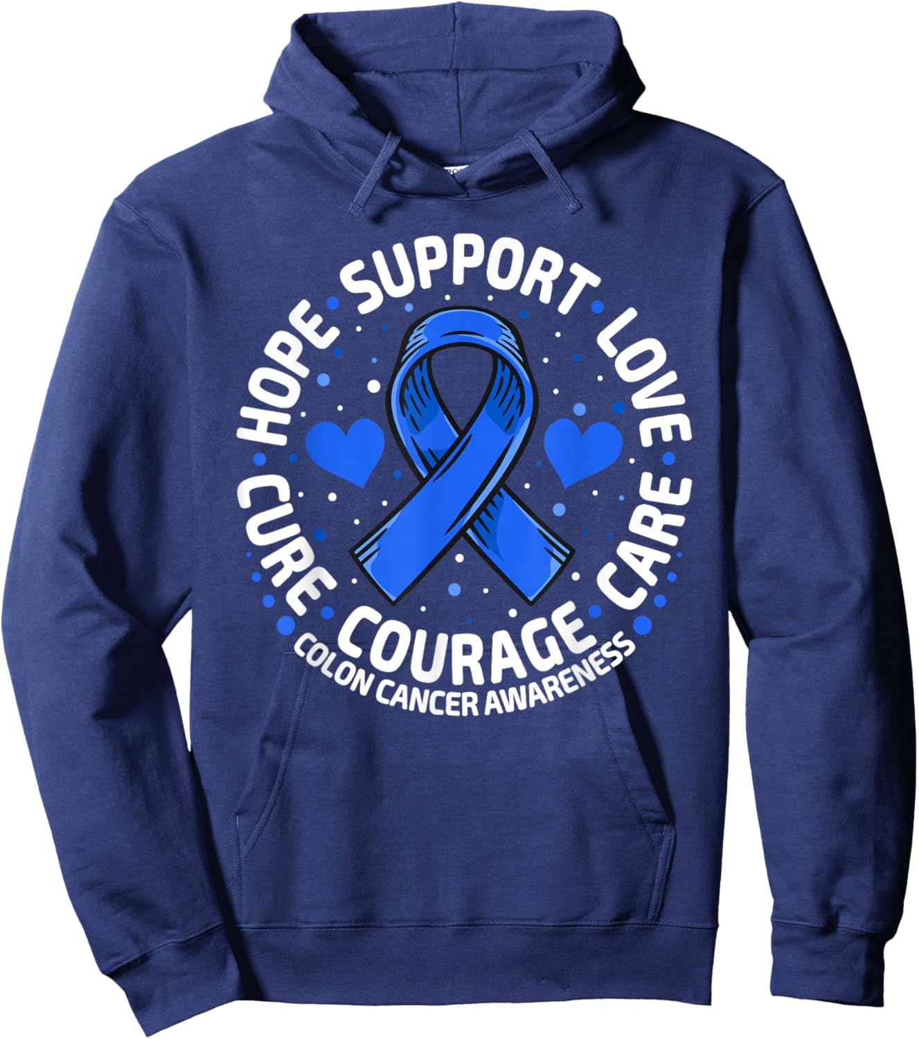 Colorectal Cancer Family Support Blue Colon Cancer Awareness Hoodie - Hoodie | Navy