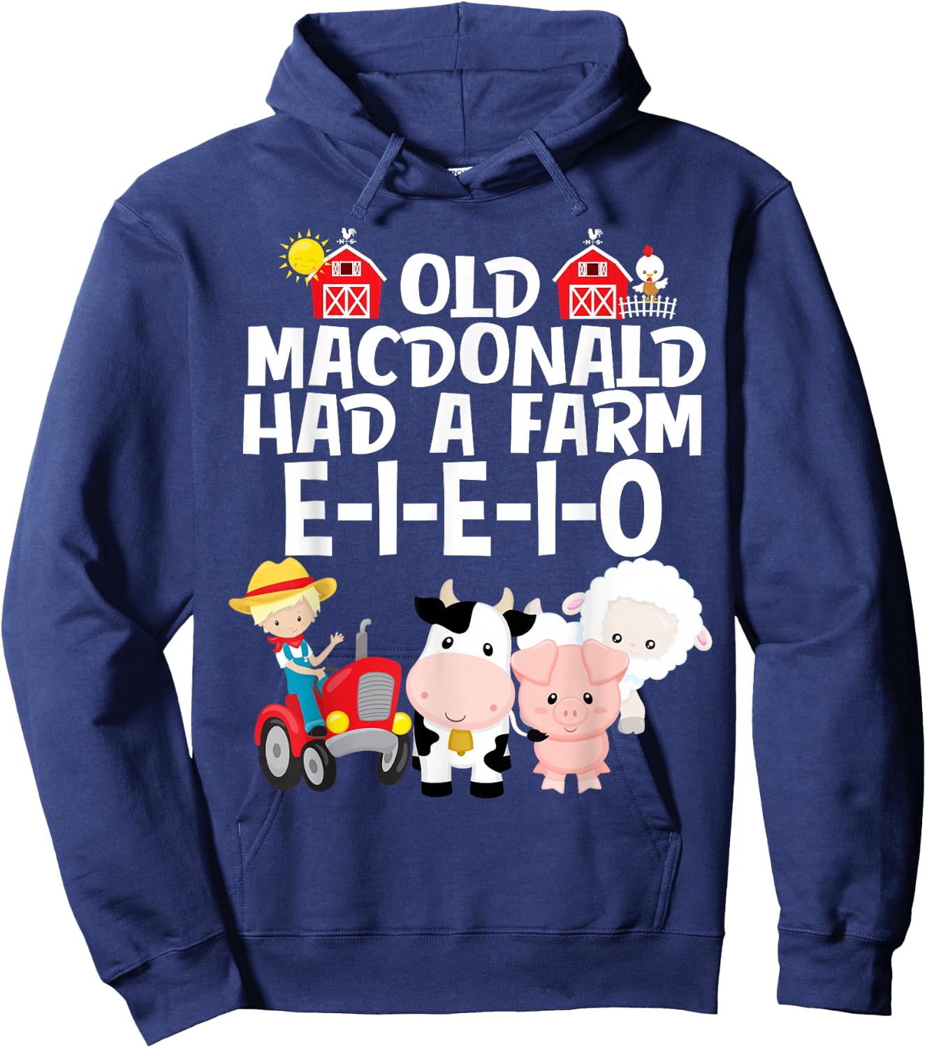 Nursery Rhyme Old MacDonald Had a Farm E-I-E-I-O Hoodie - Hoodie | Navy