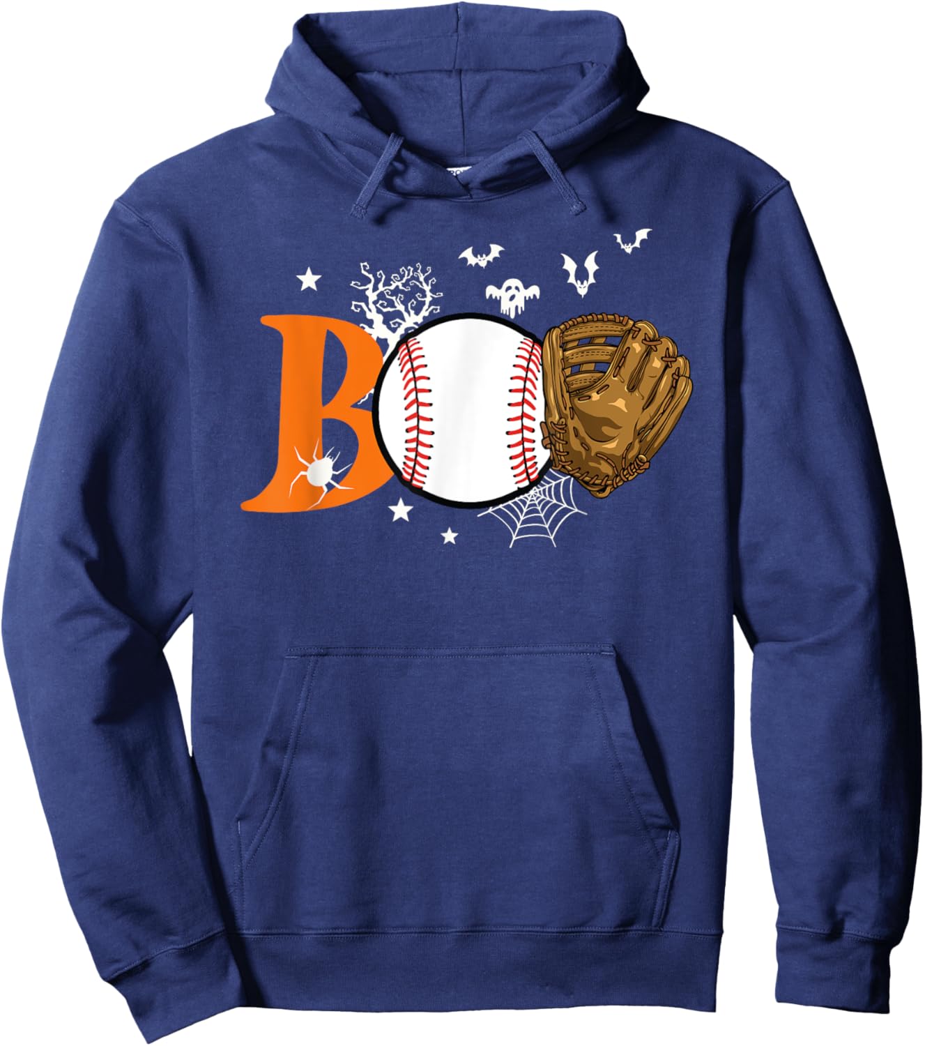 Boo Baseball Halloween Player Catcher Pitcher Spooky Season Hoodie - Hoodie | Navy