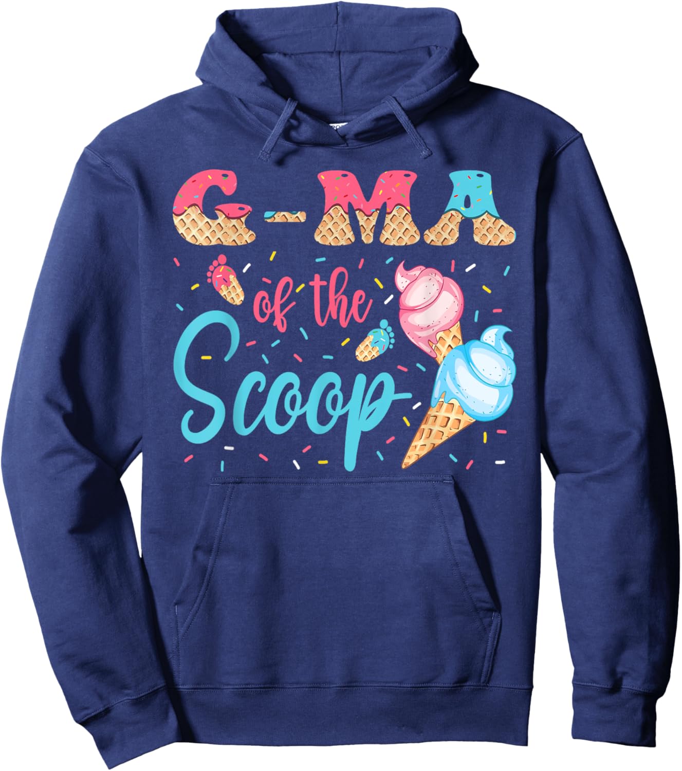 G-Ma Of The Scoop Ice Cream Gender Reveal Baby Shower Hoodie - Hoodie | Navy
