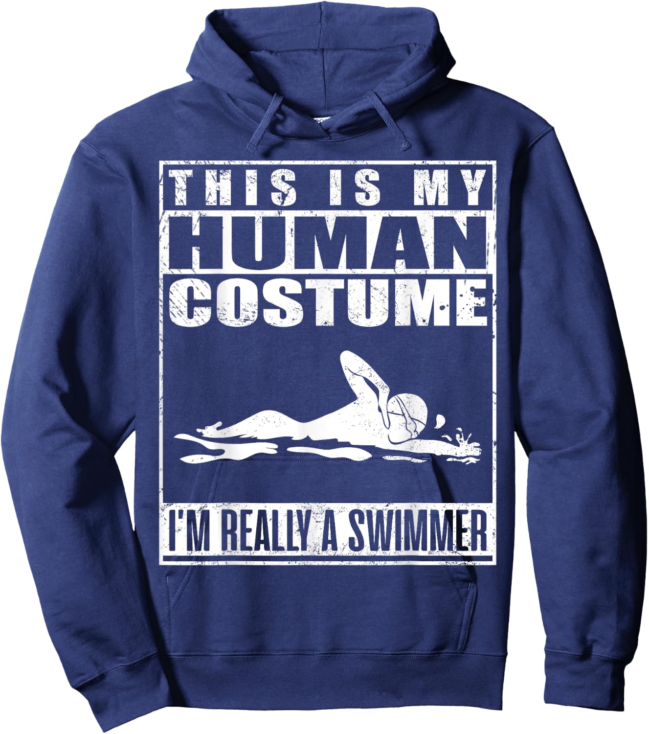 This Is My Human Costume I'm A Swimmer Halloween Hoodie - Hoodie | Navy