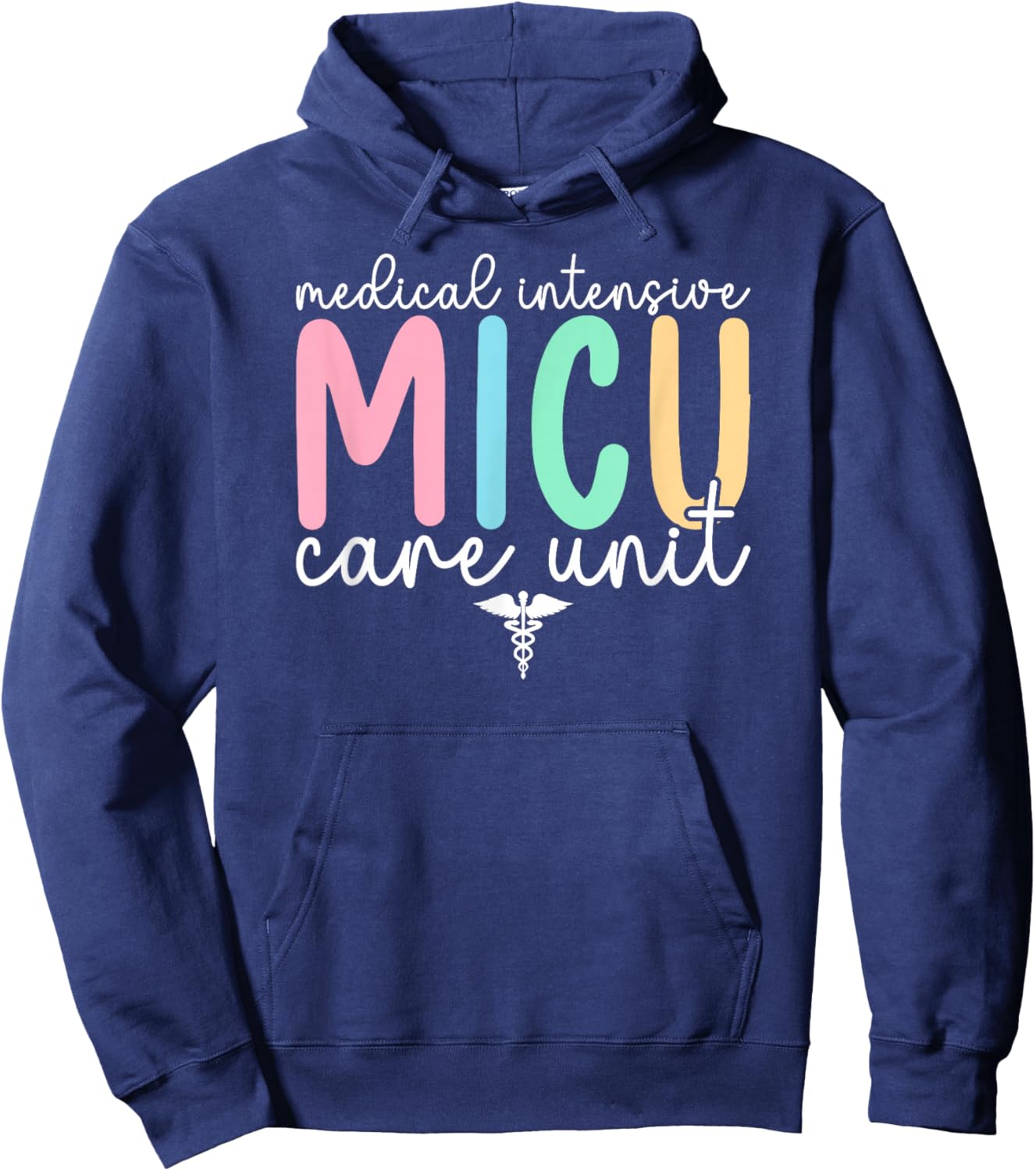 MICU Nurse Boho Medical Intensive Care Unit MICU Nursing Hoodie - Hoodie | Navy