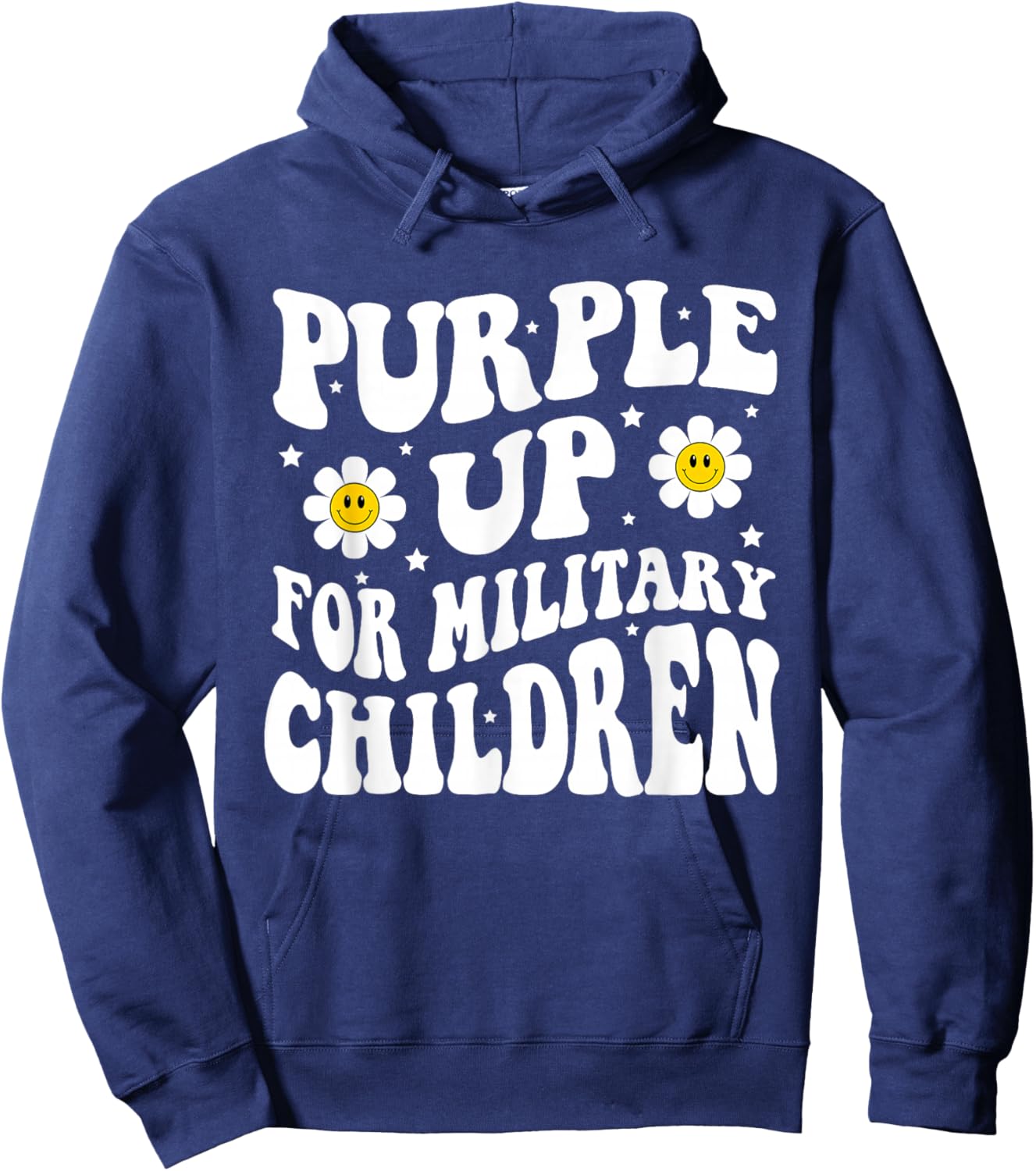 Groovy Purple Up for Military Kids Military Child Month Hoodie - Hoodie | Navy