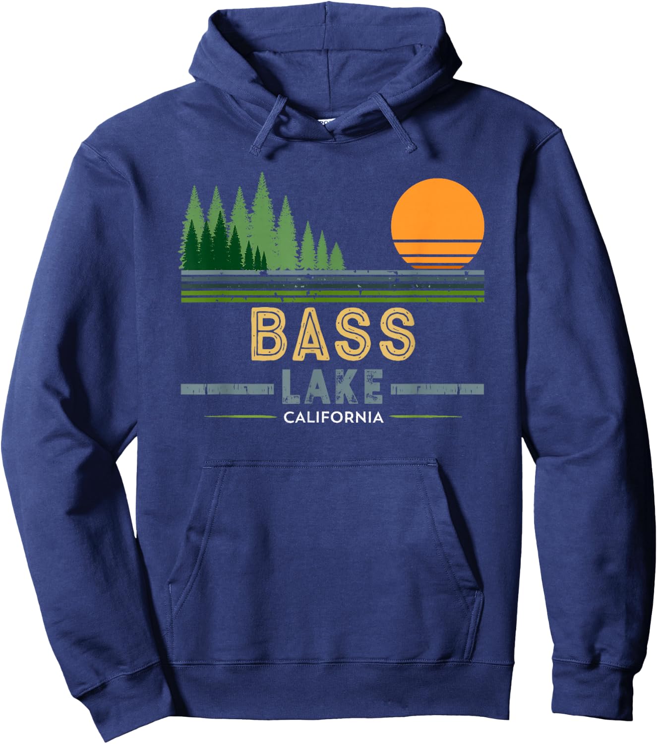 Vintage Bass Lake California Hoodie - Hoodie | Navy