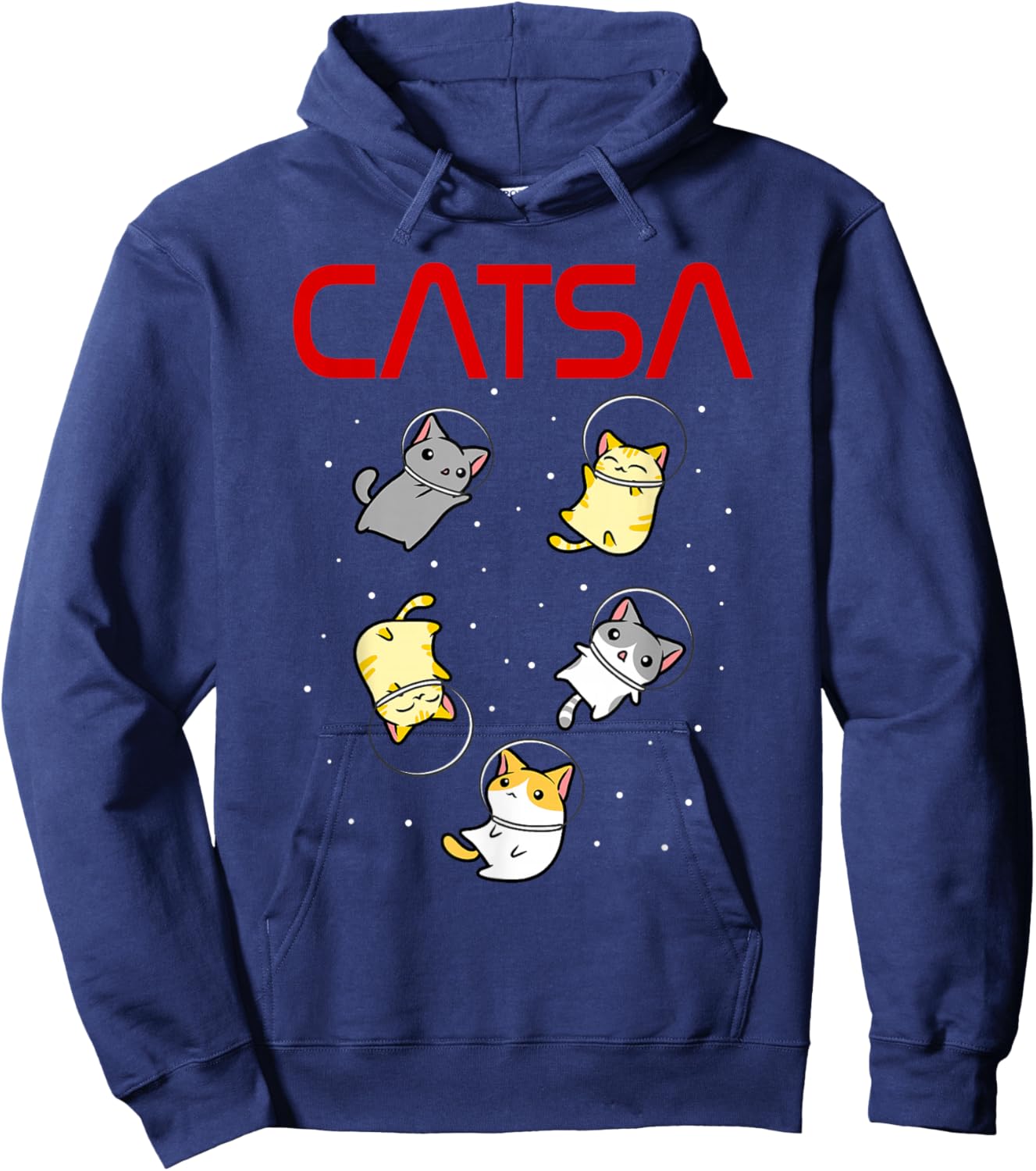 Funny Space Astronaut Cat Gifts Men Women Kids Cats Space Hoodie - Hoodie | Navy