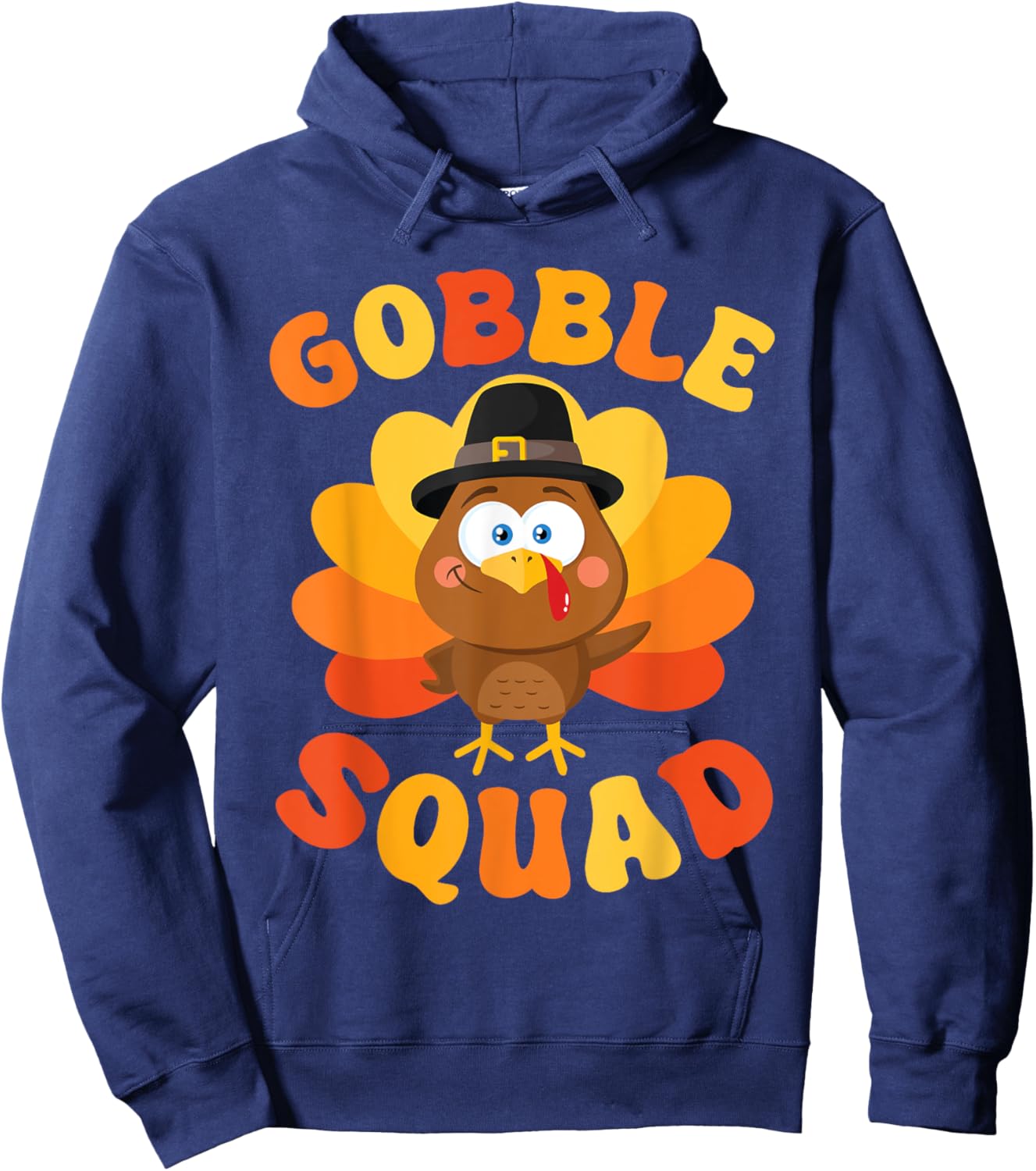 Gobble Squad Cute Turkey Thanksgiving Hoodie - Hoodie | Navy