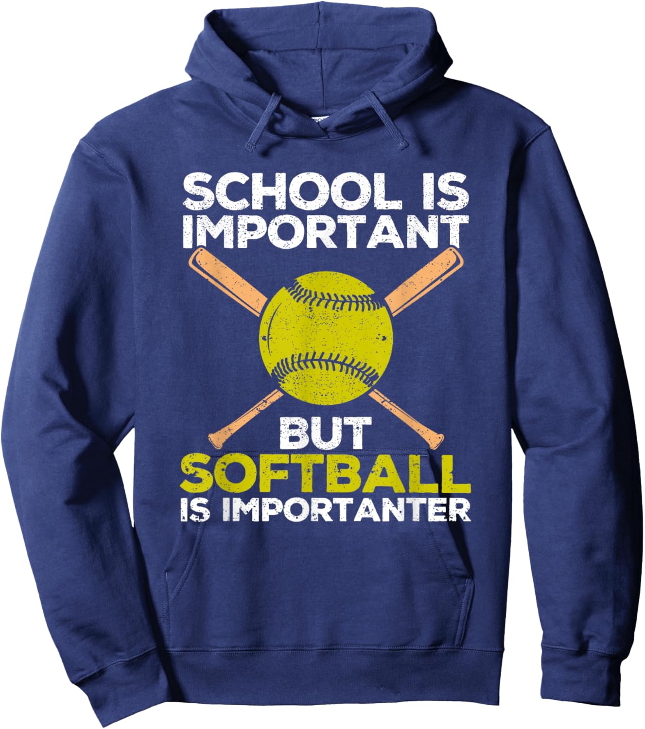 School is Important but Softball Is Importanter Girls Hoodie - Hoodie | Navy