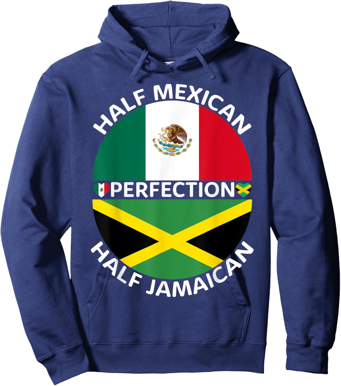 Half Mexican Half Jamaican Mexico Jamaica Flag Men Women Hoodie - Hoodie | Navy