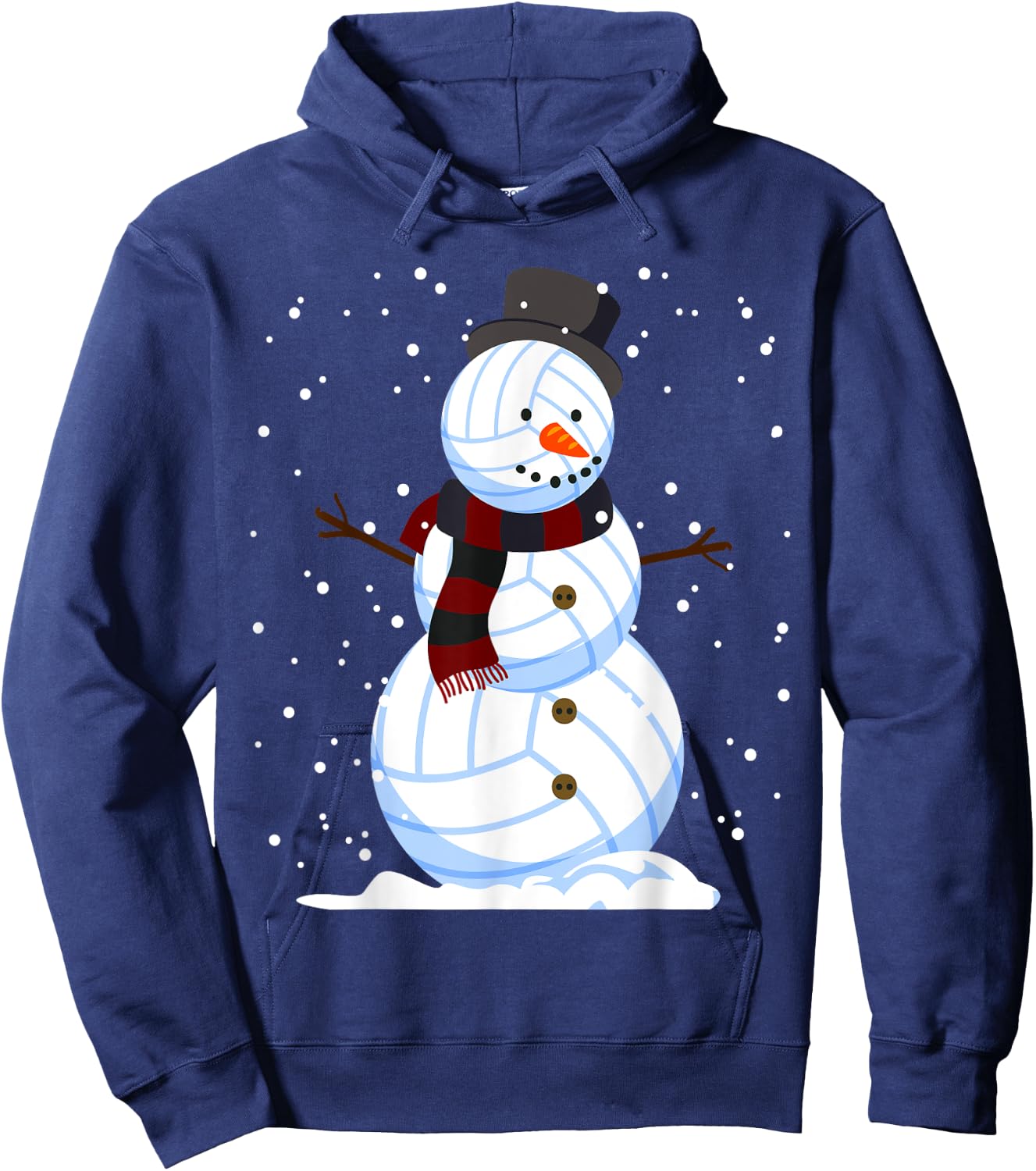 Volleyball Snowman Christmas Design For Player Boys Girls Hoodie - Hoodie | Navy