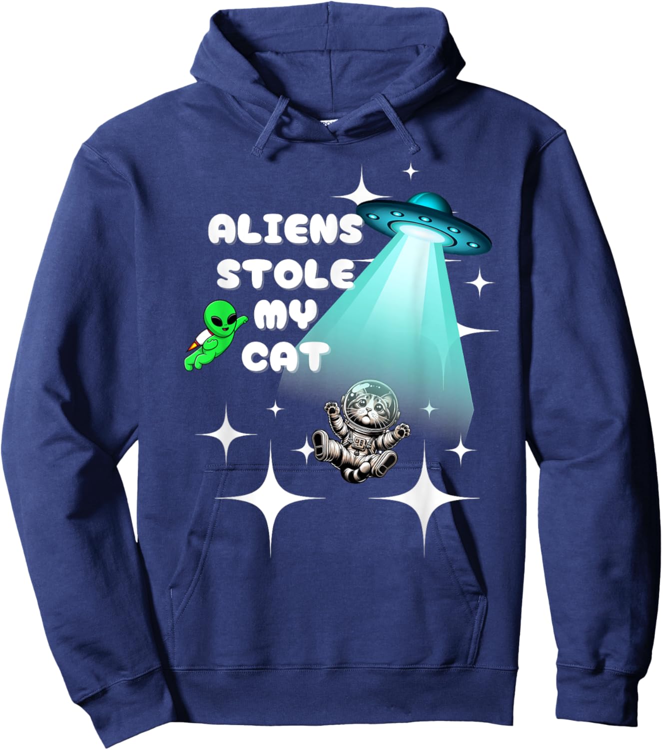 Aliens Stole My Cat Hoodie - Hoodie | Navy