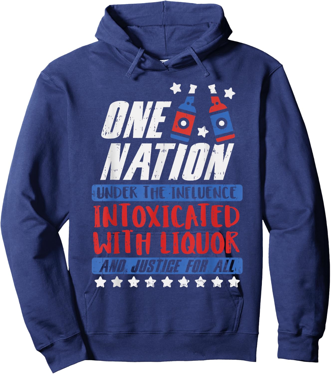 One Nation Liquor Funny USA 4th Of July Party Drinking Team Hoodie - Hoodie | Navy