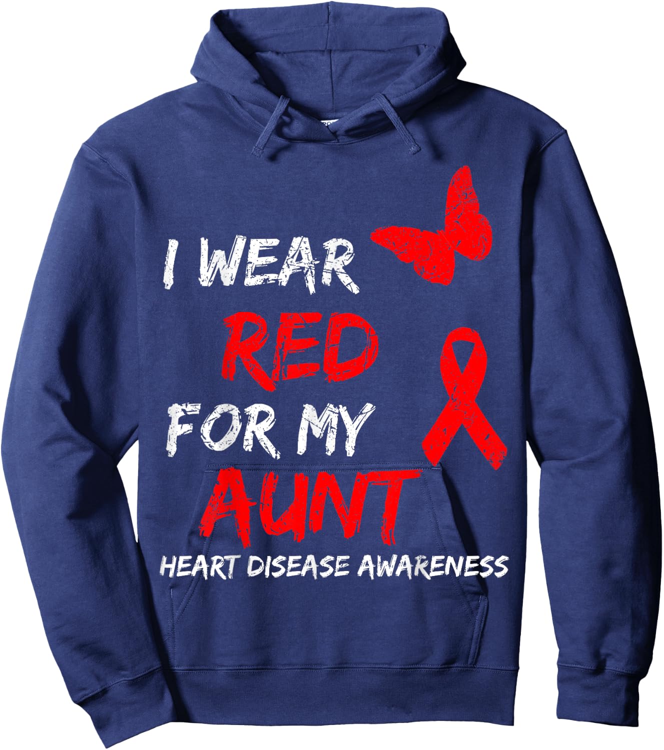 Heart Disease Awareness I Wear Red For My Aunt Ribbon Hoodie - Hoodie | Navy