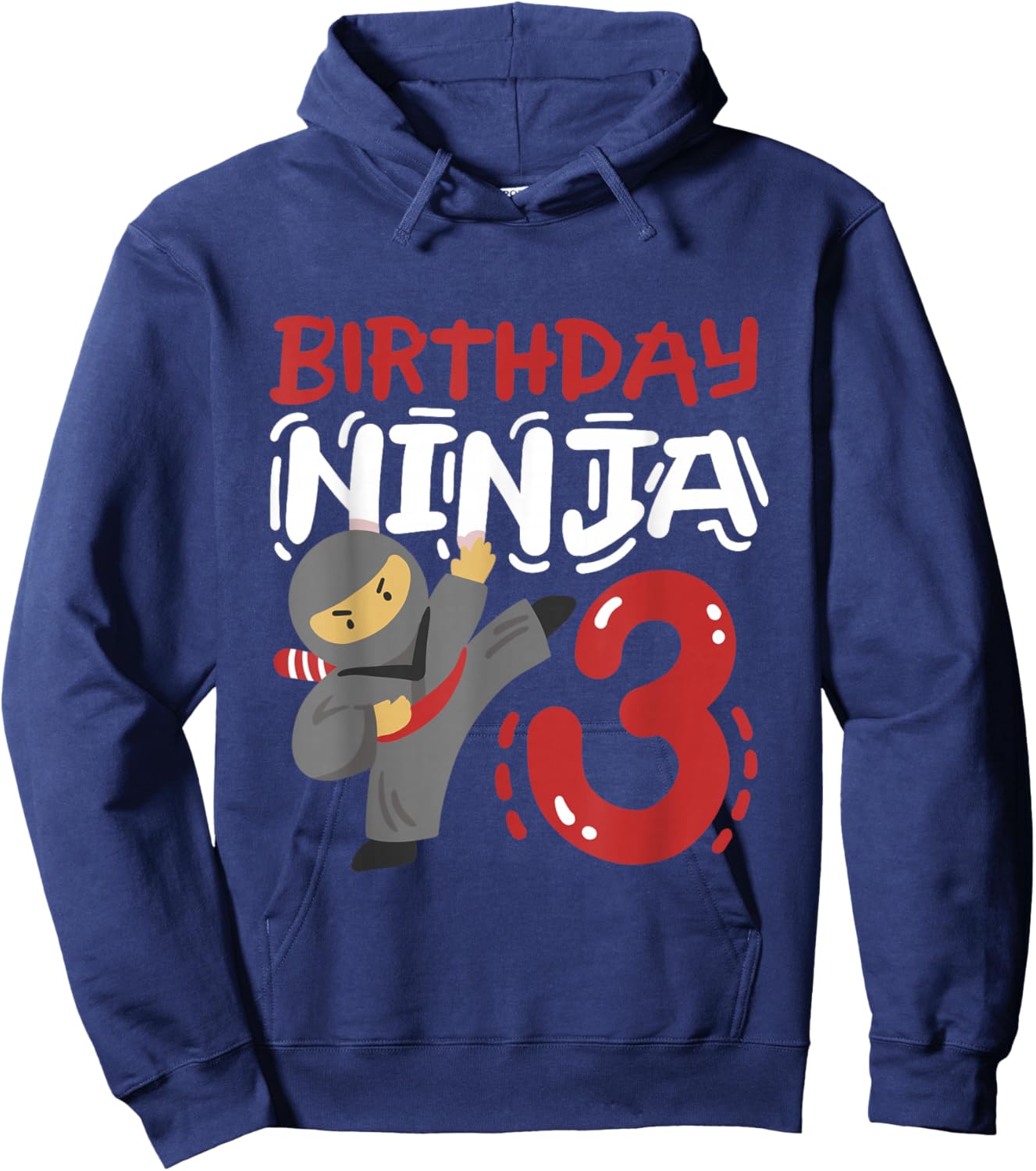 Birthday Ninja 3 Years Old Karate Kids 3rd Birthday Boys Hoodie - Hoodie | Navy