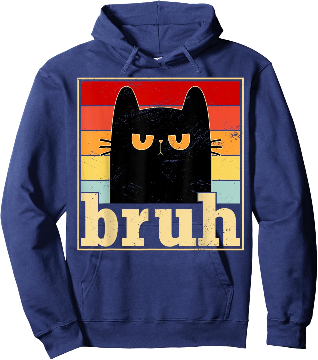 Funny Bruh Cat Meme Shirt for Teens Boys Girls Men Women Hoodie - Hoodie | Navy