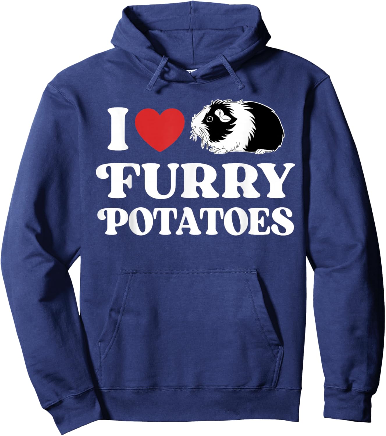 I Love Furry Potatoes Funny Guinea Pig Heart Design Hoodie - Hoodie | Navy