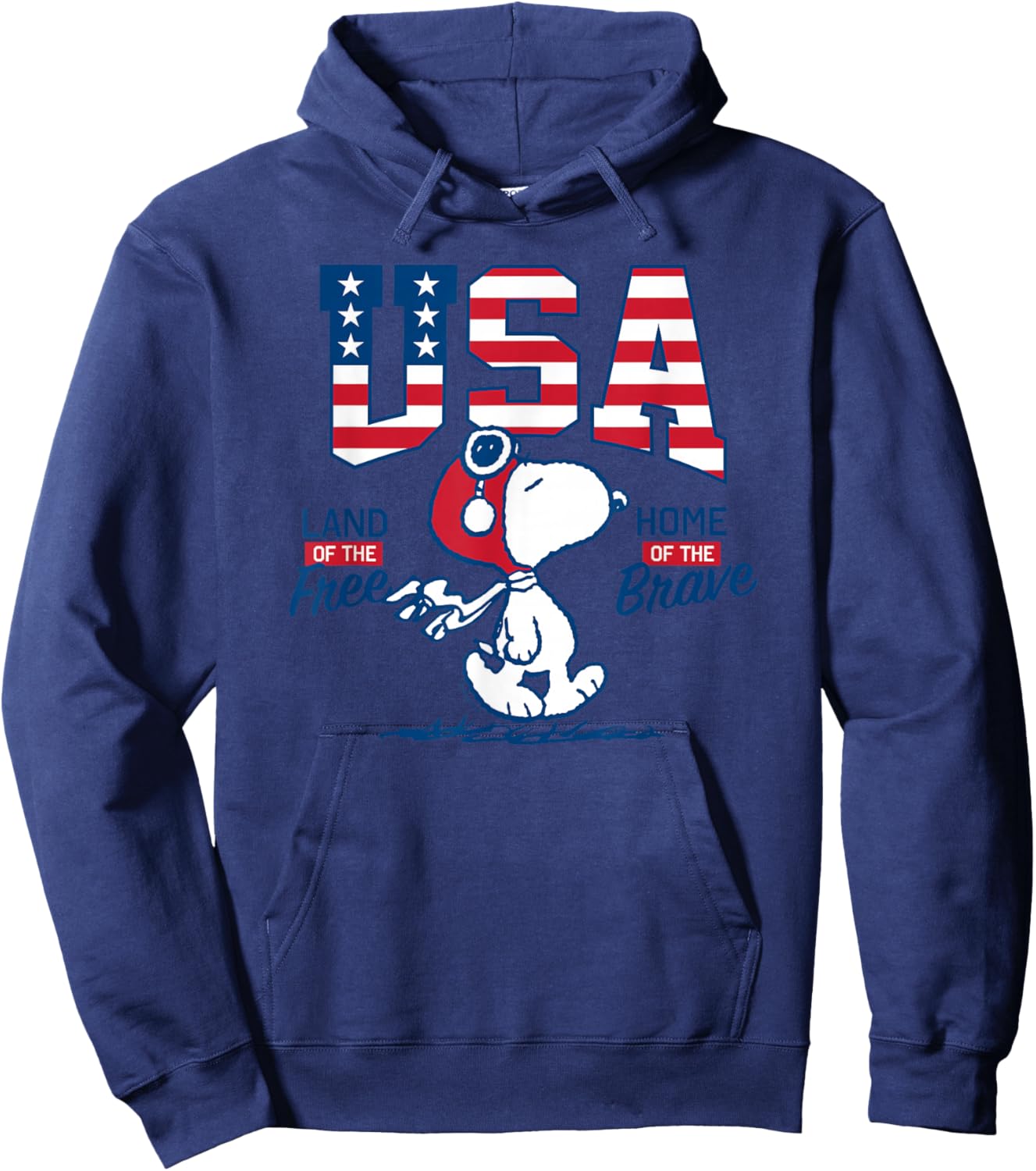 Peanuts - USA Snoopy Free Brave Hoodie - Hoodie | Navy