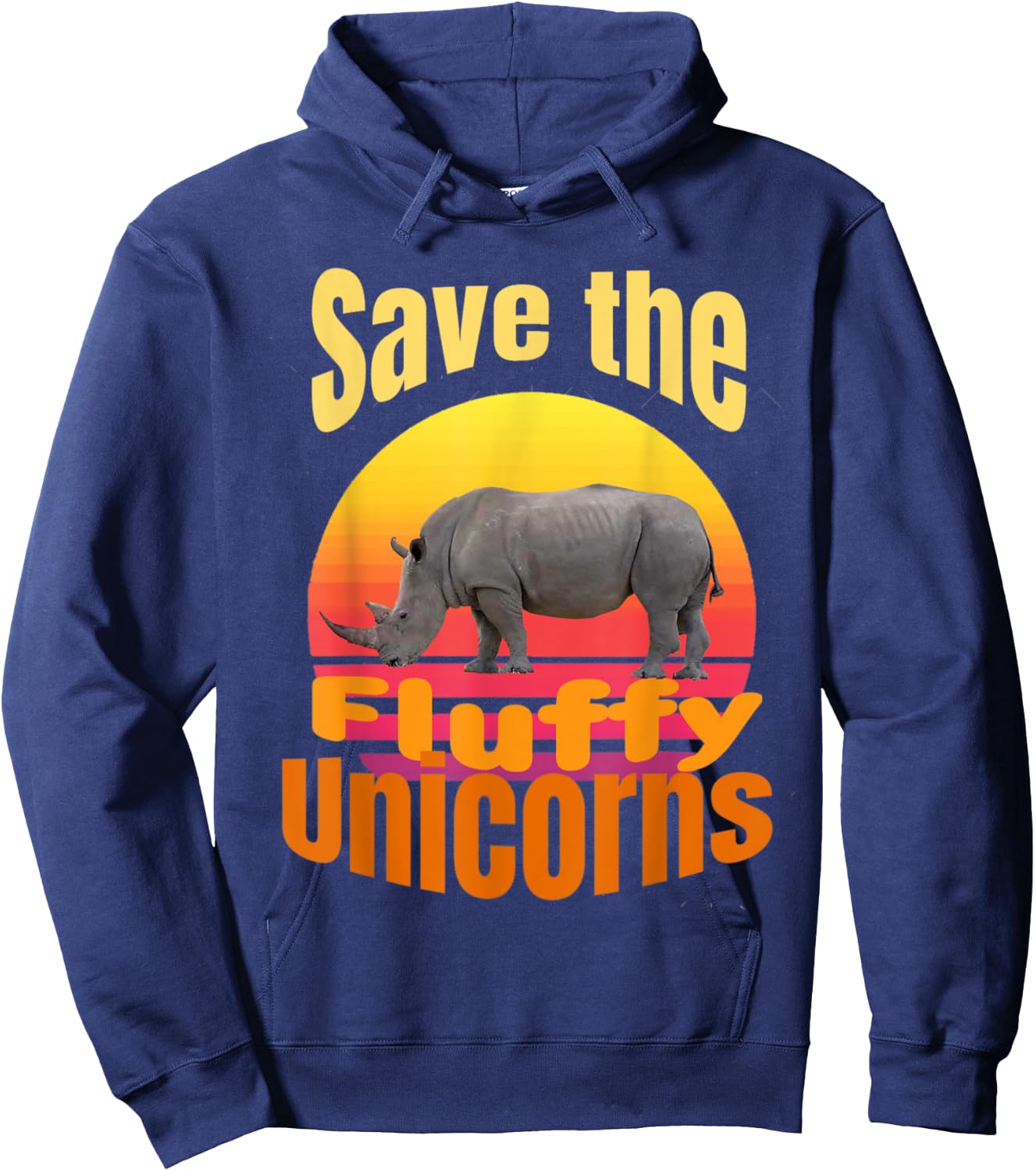 Funny retro sunset save the fluffy unicorns Hoodie - Hoodie | Navy