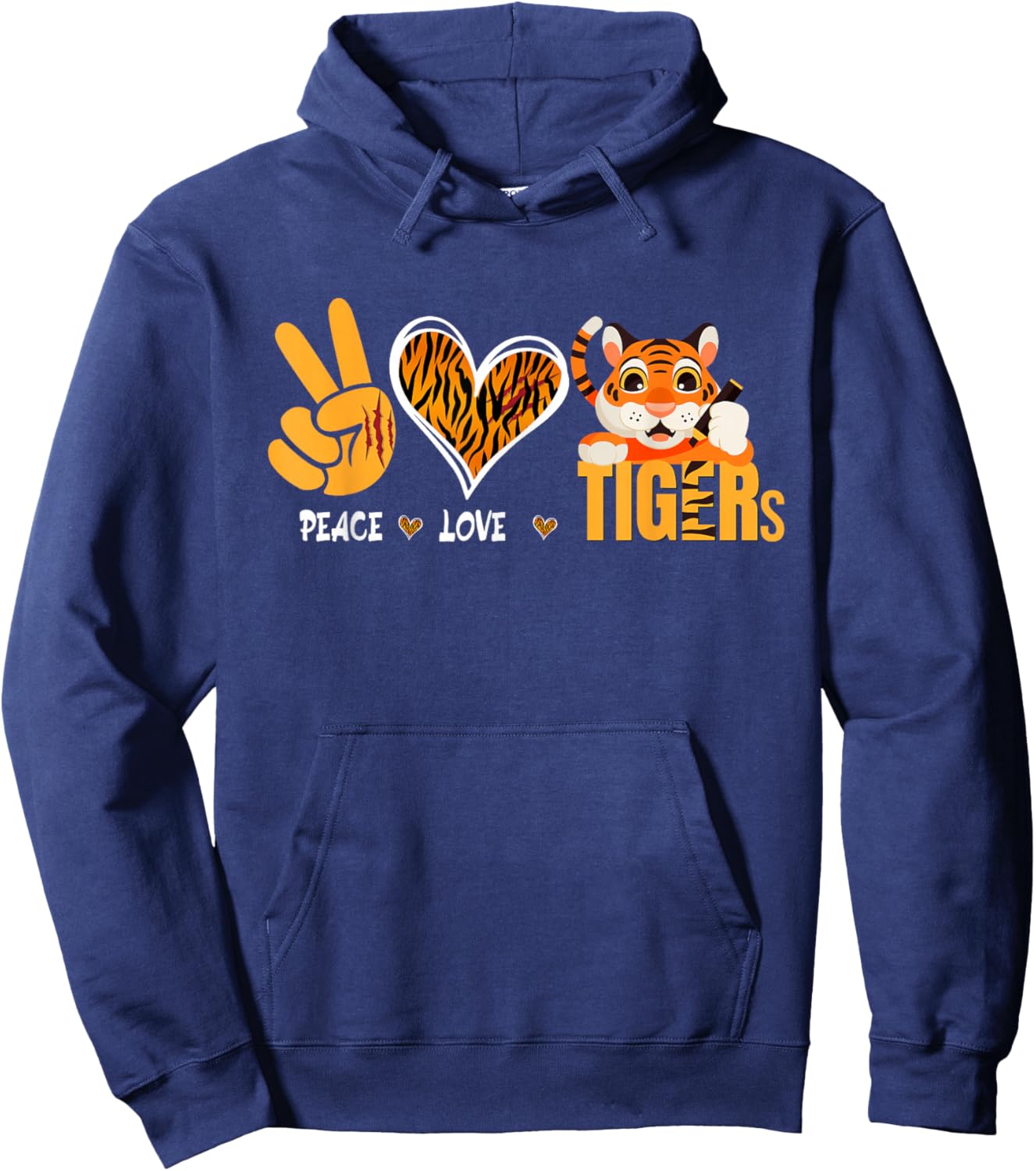 Tiger Wild Animal Peace Love Tigers Jungle Safari Zookeeper Hoodie - Hoodie | Navy