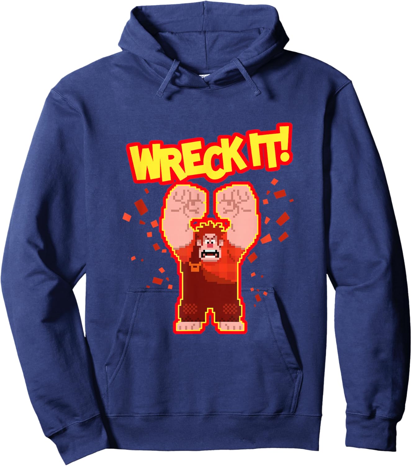 Disney Wreck-It Ralph Wreck It! Angry Pixelated Ralph Shot Hoodie - Hoodie | Navy