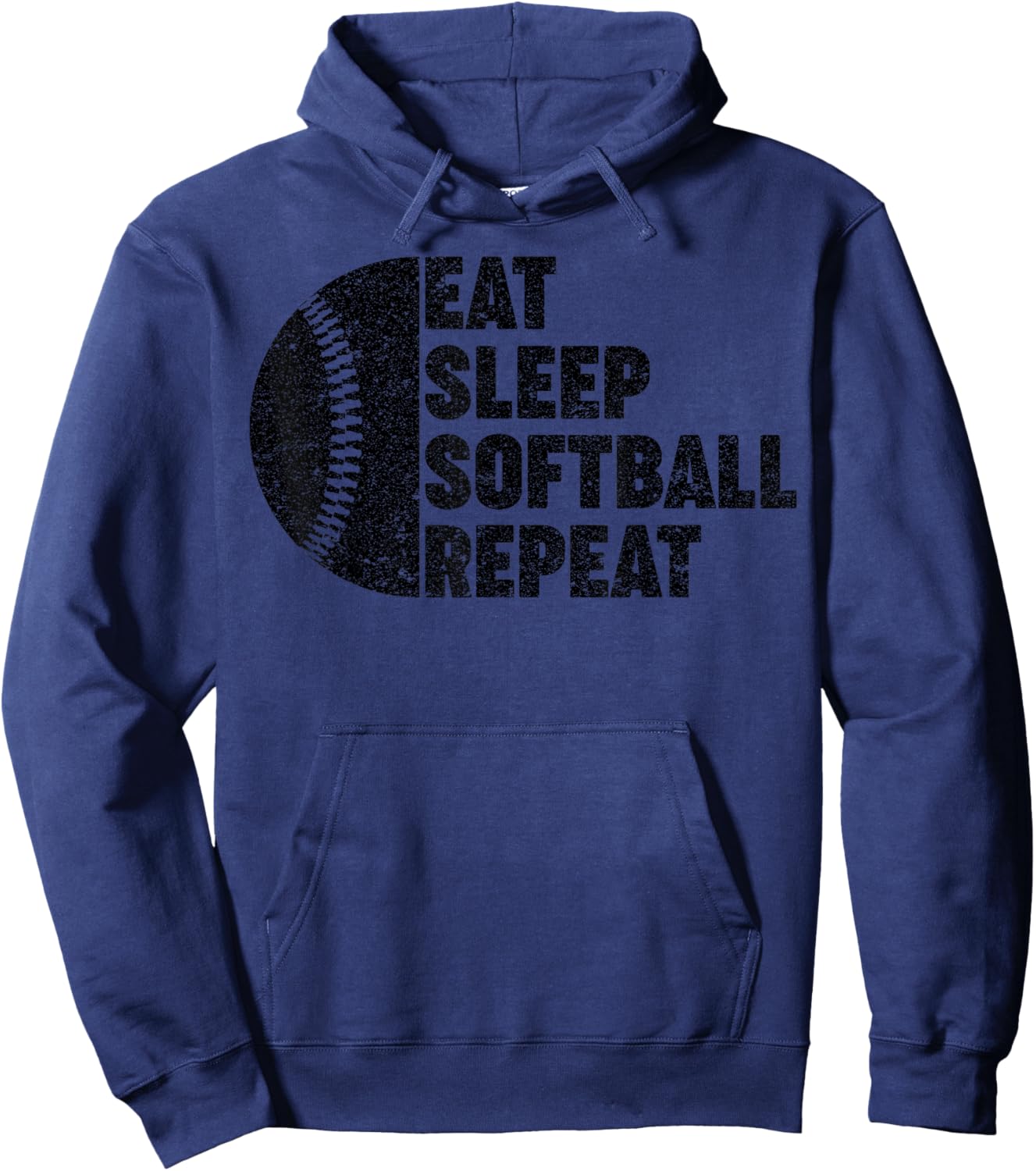 Eat Sleep Softball Repeat Teens Girls Boys Kids Men Women Hoodie - Hoodie | Navy