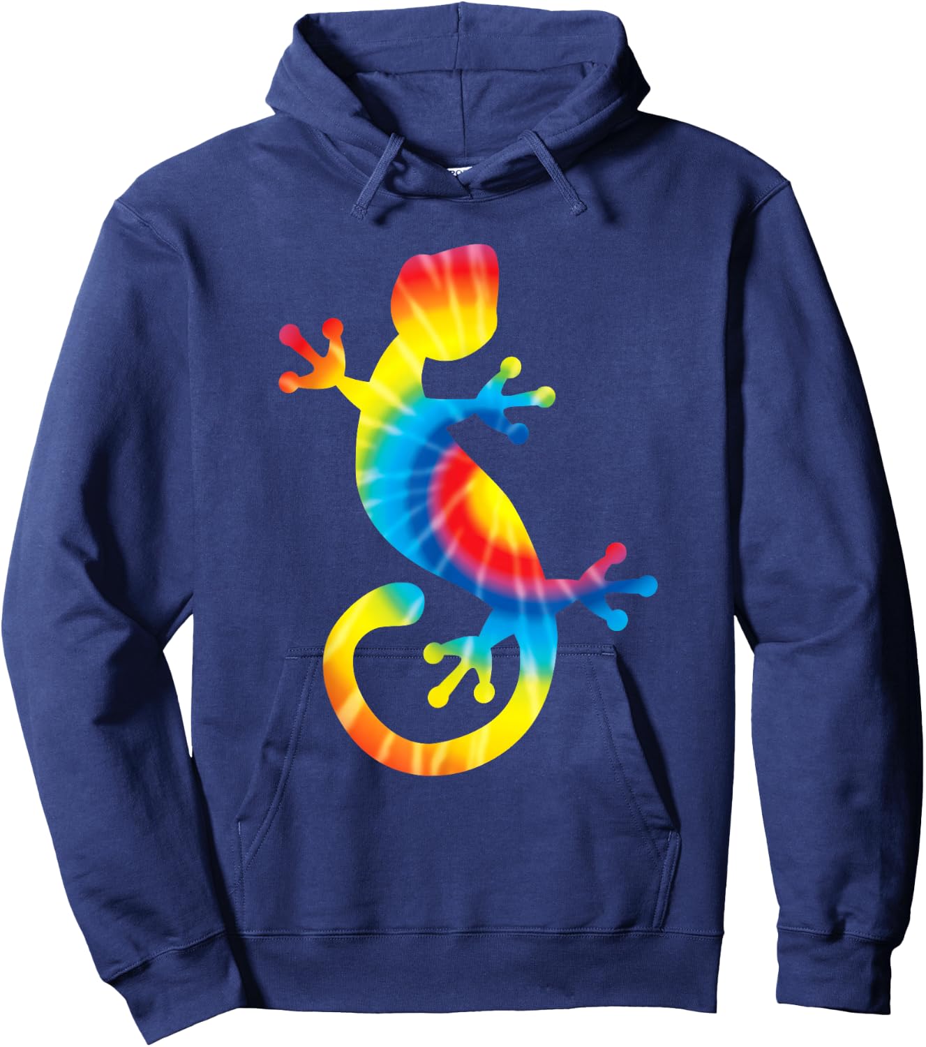 Tie Dye Gecko Rainbow Print Lizard Pet Hippie Peace Gift Hoodie - Hoodie | Navy