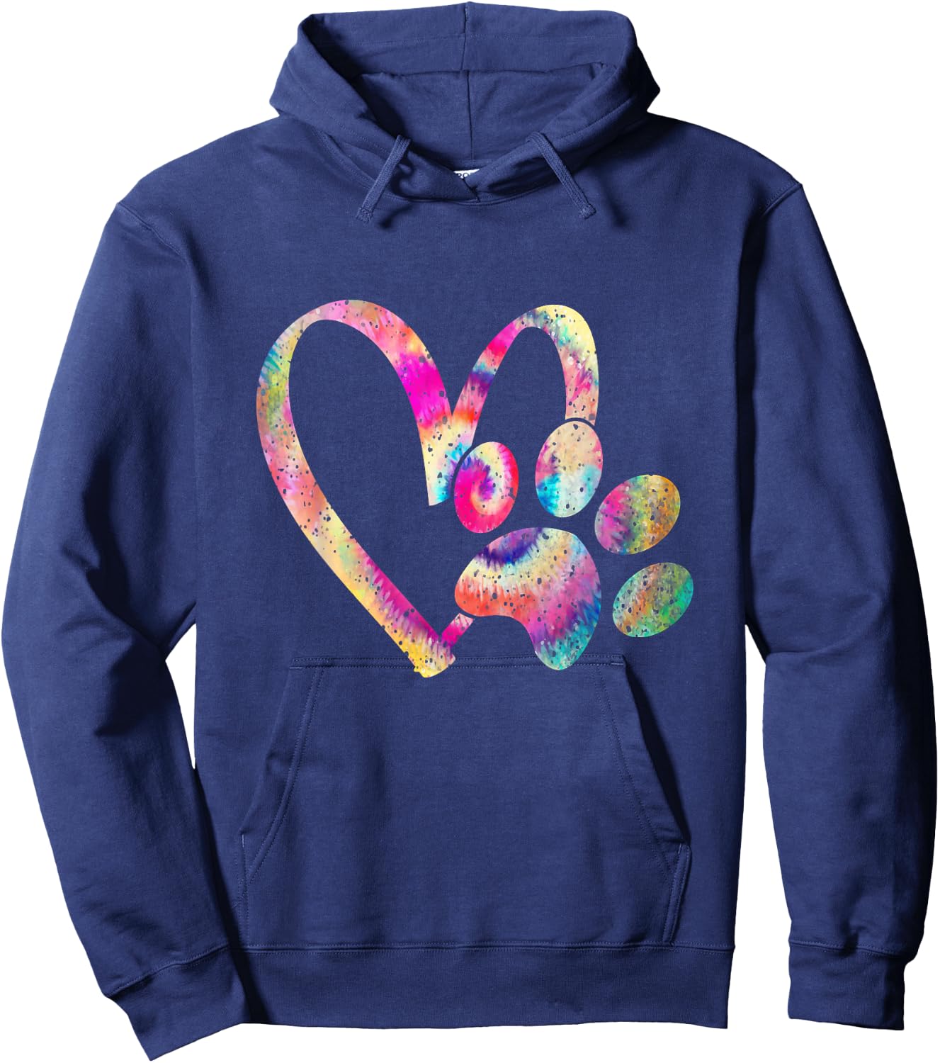 Tie Dye Love Dog Paw Print Animal Paw Dog Lover Men Women Kids Hoodie - Hoodie | Navy
