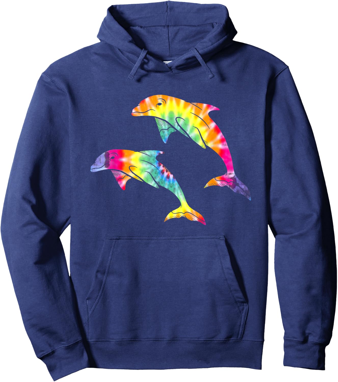 Tie Dye Dolphins Swimming Funny Marine Gift Men Women Kids Hoodie - Hoodie | Navy