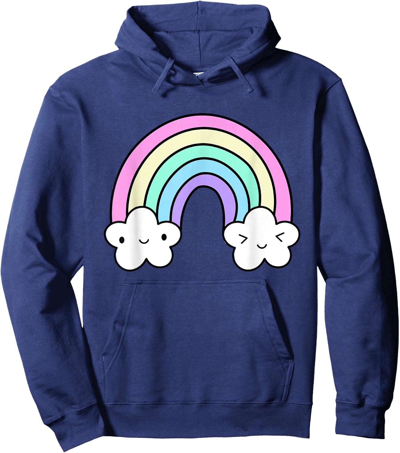 Kawaii Rainbow Clothes Pastel Aesthetic Cute Harajuku Hoodie - Hoodie | Navy