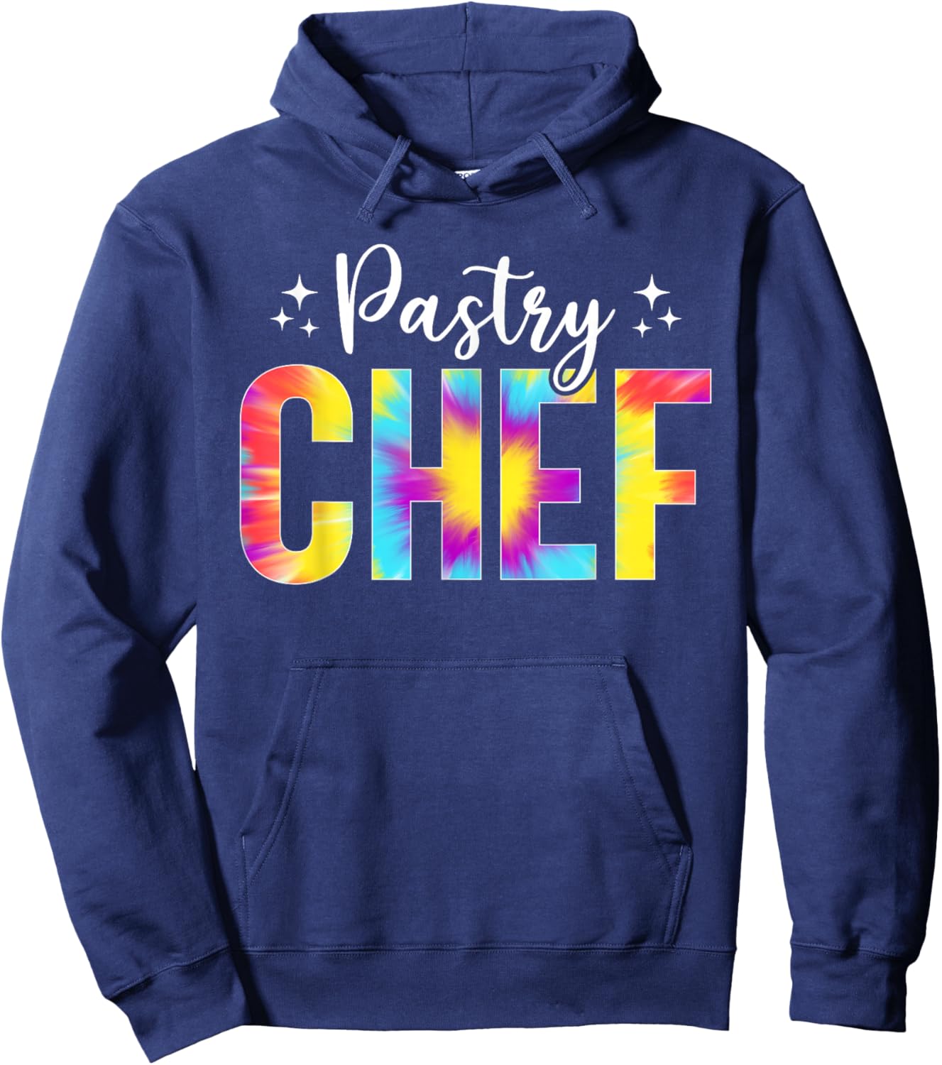 Tie Dye Pastry Chef , Men & Chefs - Black, Small, Short Sleeve, Classic Fit, Cotton 65%, Polyester 35% Hoodie - Hoodie | Navy