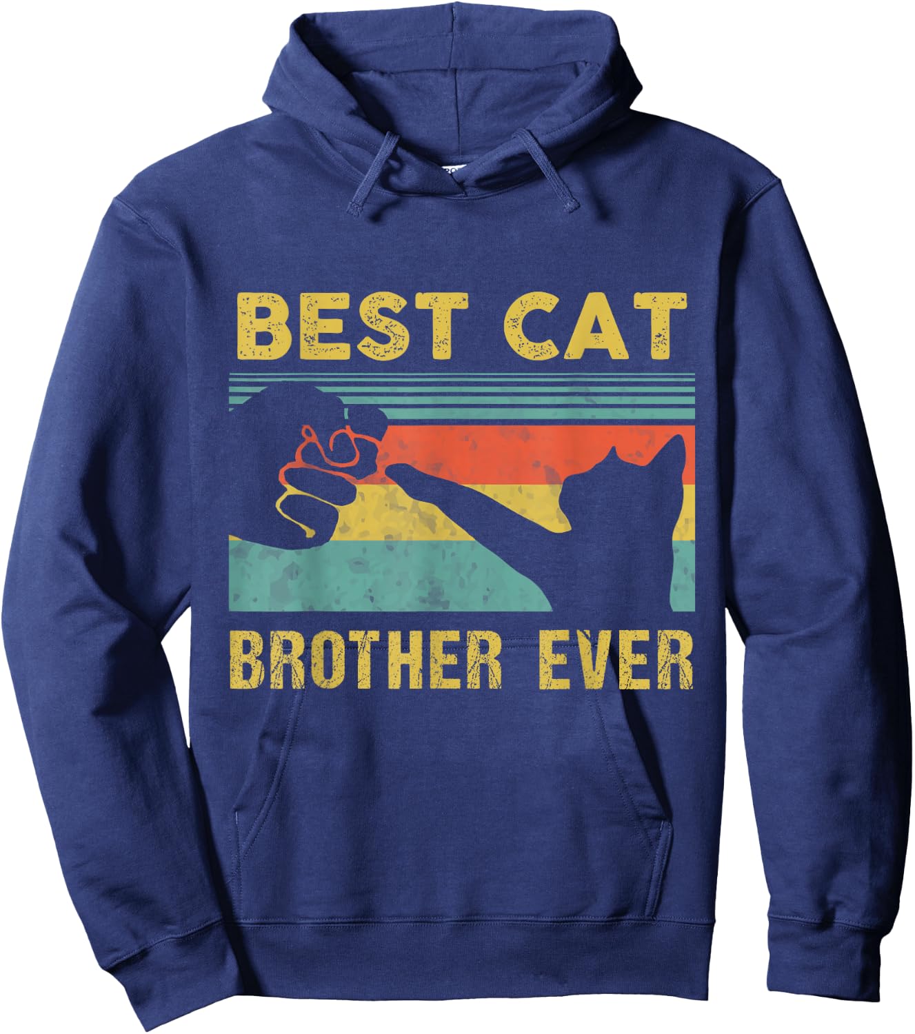 Best Cat Brother Ever Vintage Cats Happy Father's Day Hoodie - Hoodie | Navy