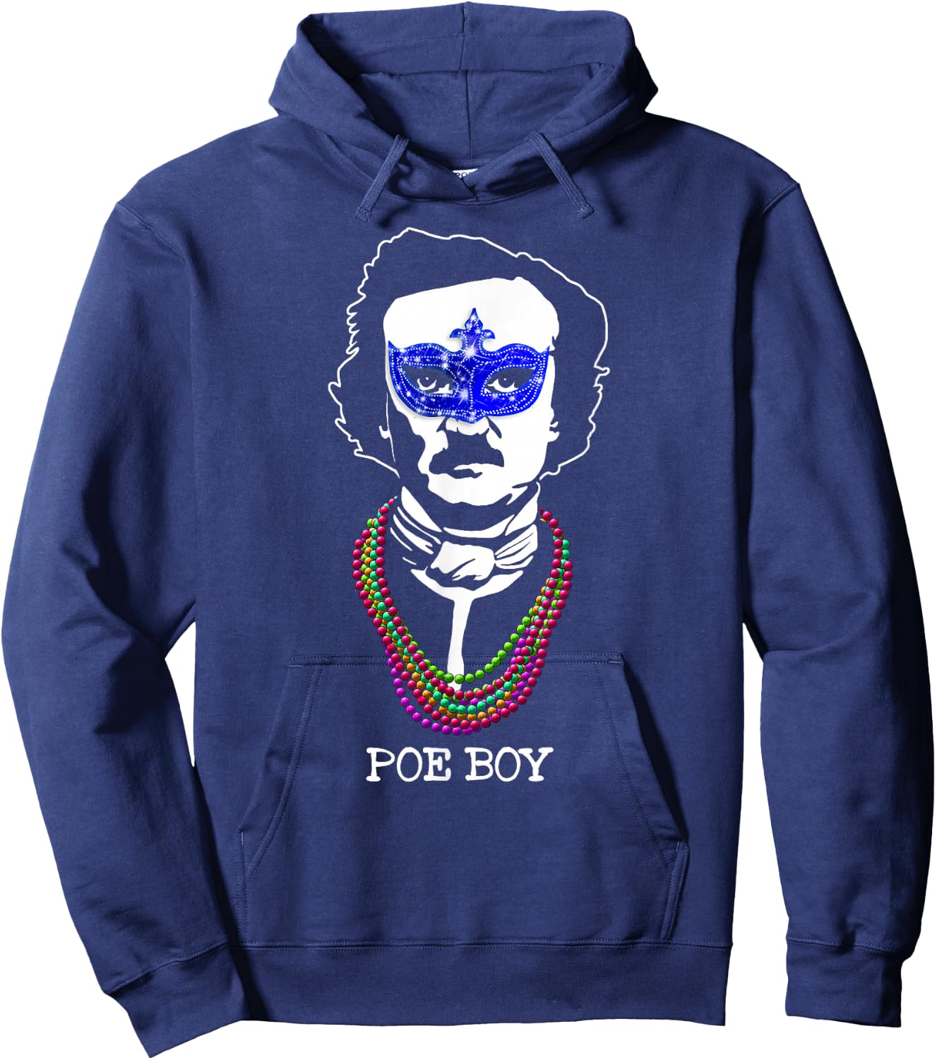 Funny Edgar Allan Poe Mardi Gras Mashup Hoodie - Hoodie | Navy