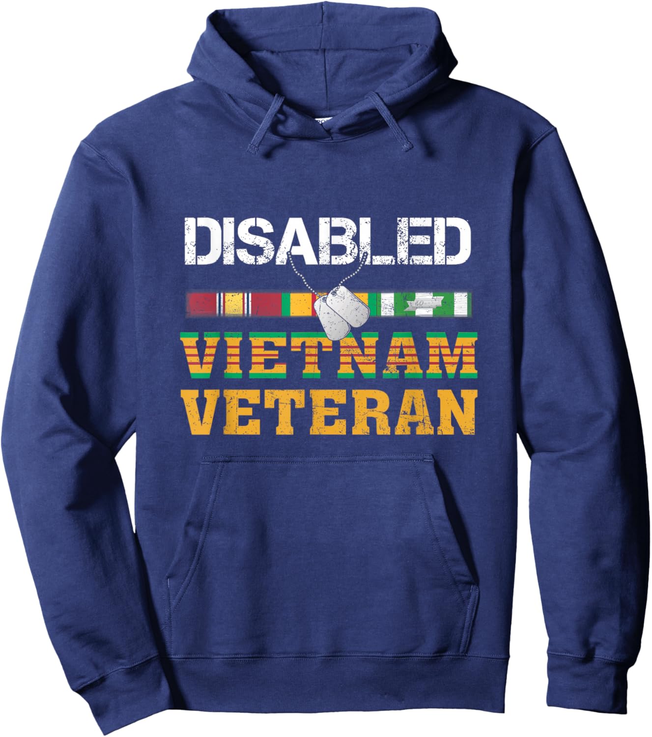 Proud Disabled Vietnam Veteran US Vet Soldier Military Hoodie - Hoodie | Navy