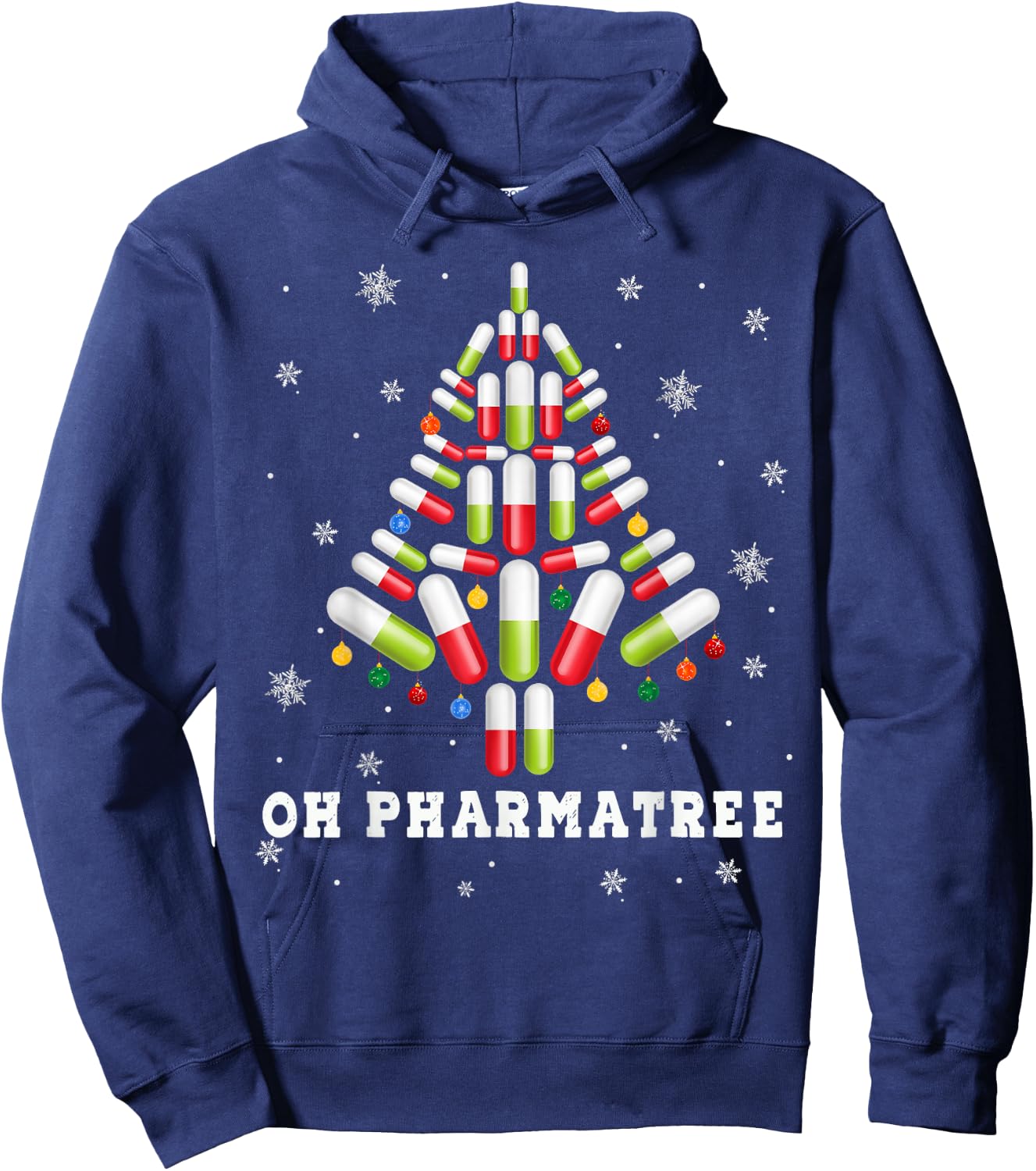 Oh Pharmatree Ugly ChristmasPharmacy Christmas Tree Hoodie - Hoodie | Navy