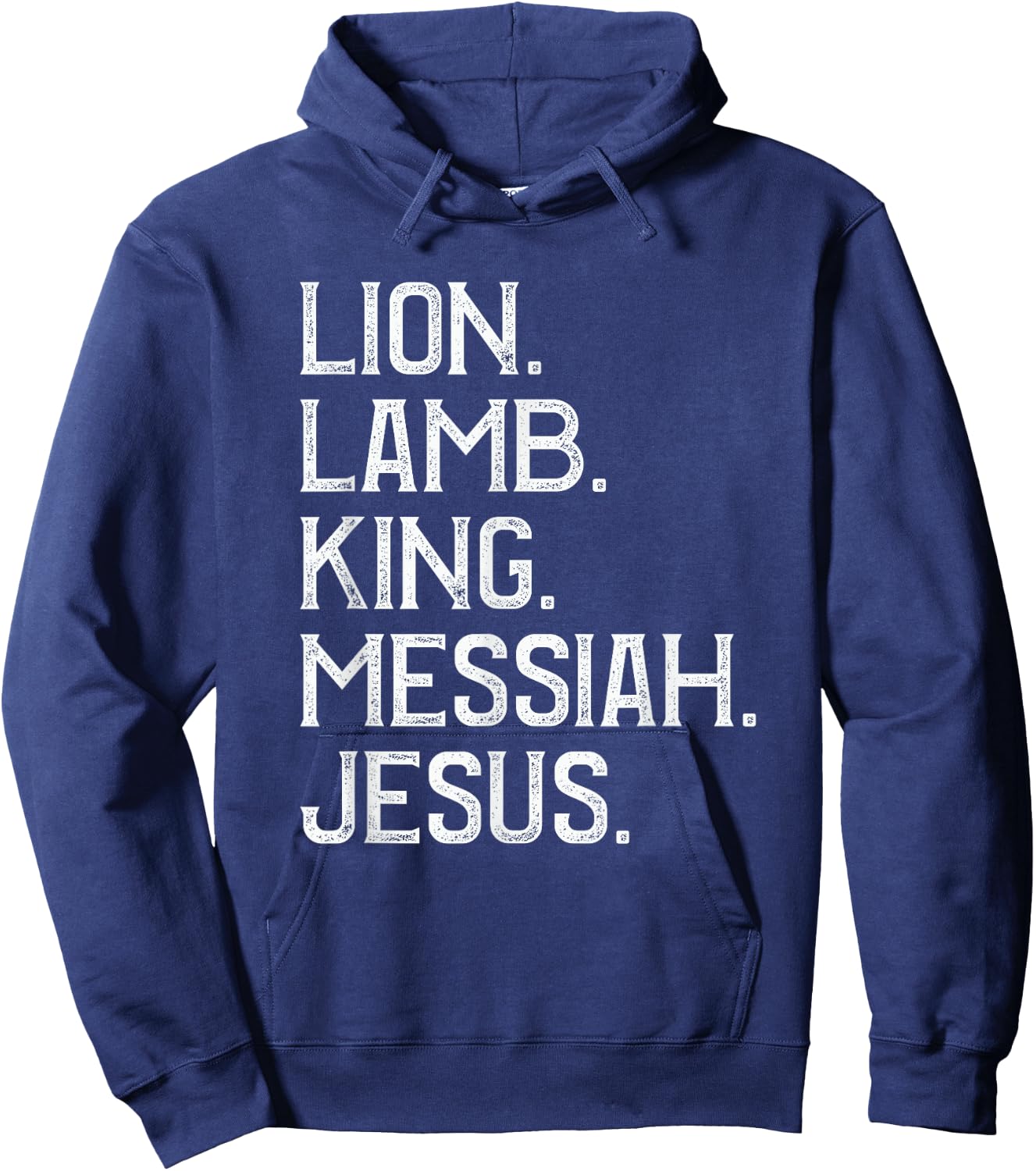 Distressed Lion Lamb King Messiah Jesus Christian Bible Hoodie - Hoodie | Navy