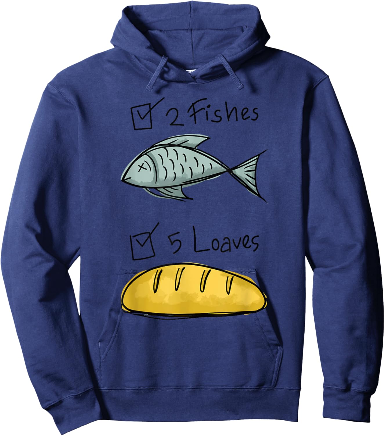 Christian shirt Women Kids Girls Five Loaves Two Fish Jesus Hoodie - Hoodie | Navy