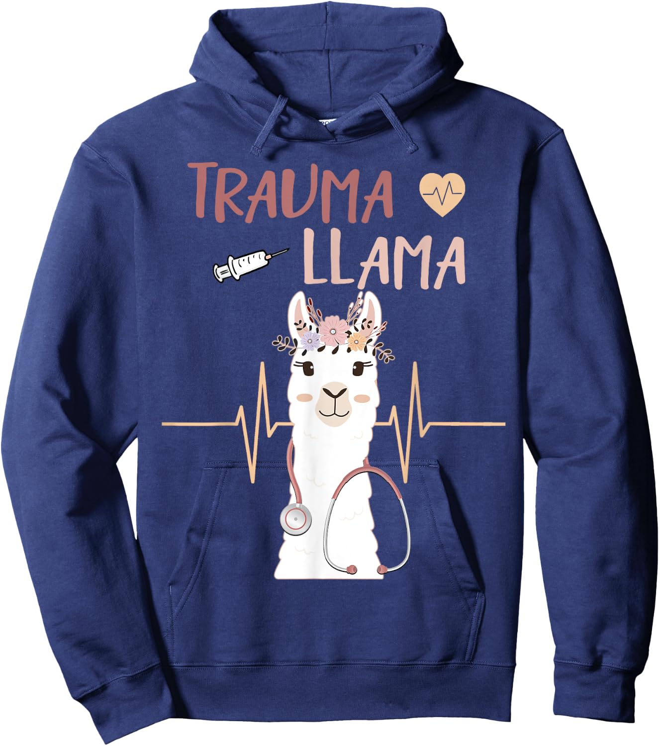 Trauma Llama Nurse EMT Paramedic Nursing Alpaca Gift Hoodie - Hoodie | Navy