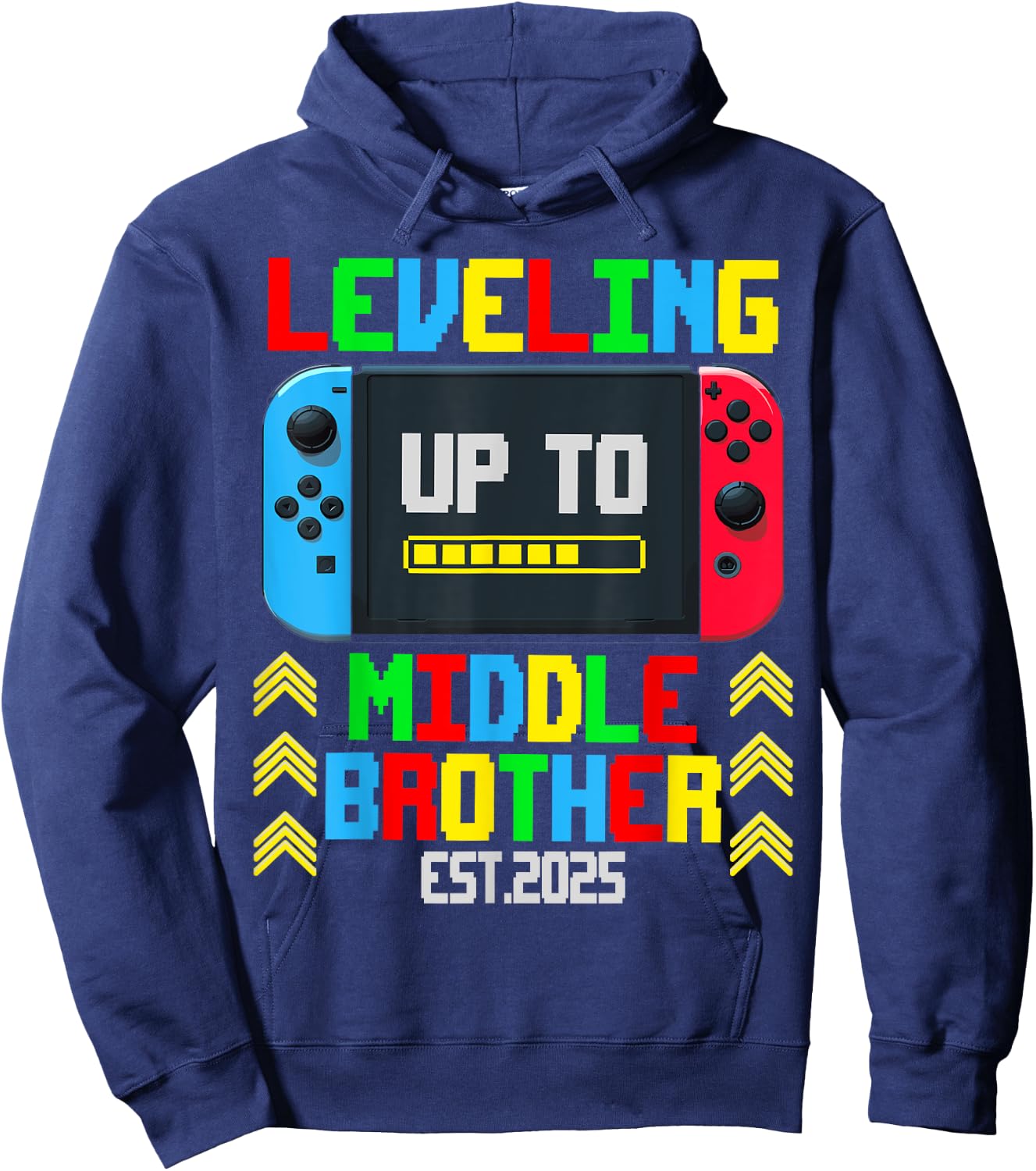 Pregnancy Announcement Leveling Up To Middle Brother 2025 Hoodie - Hoodie | Navy