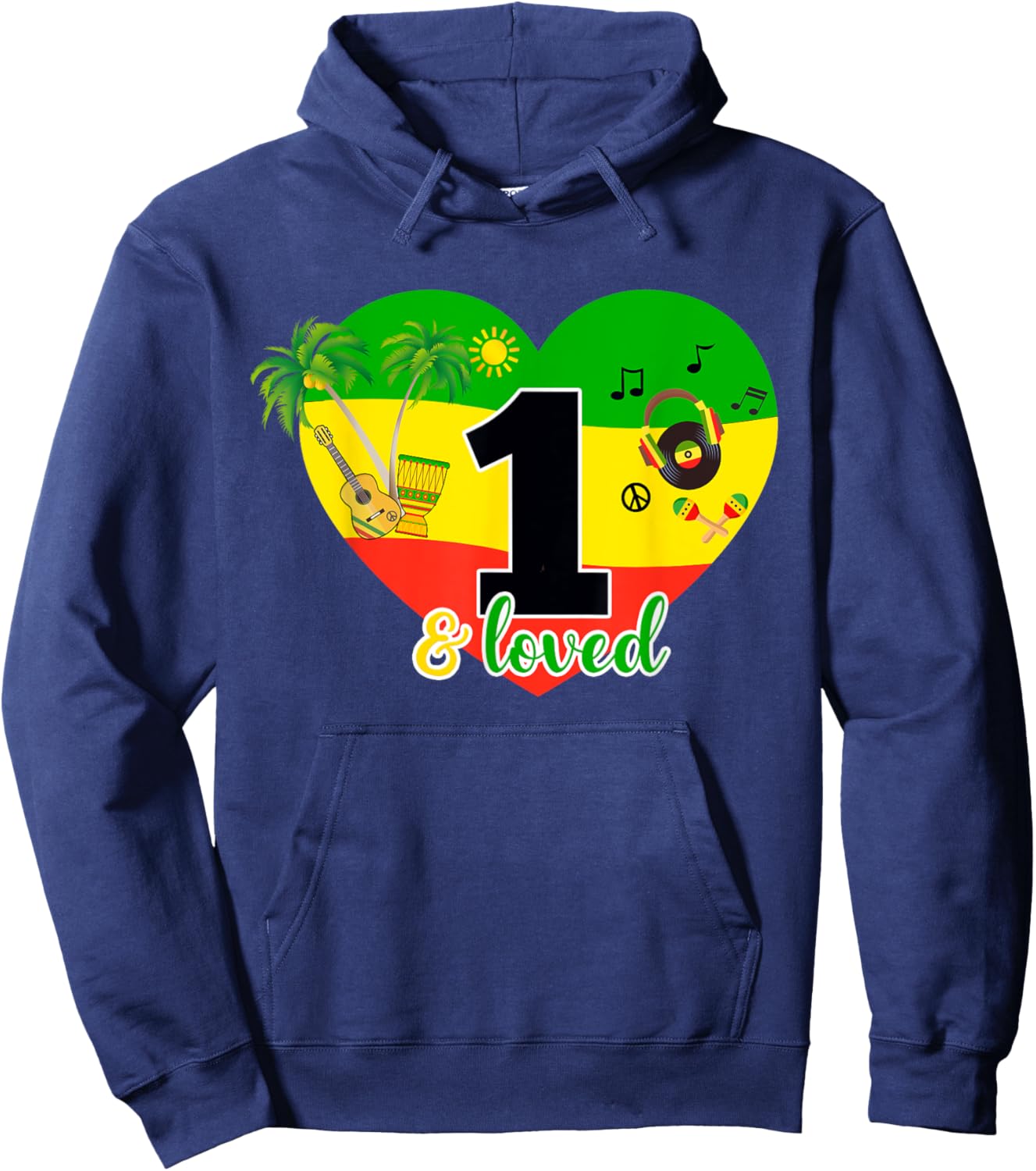 1st Birthday Jamaica King Party Theme Outfit One Year Old Hoodie - Hoodie | Navy