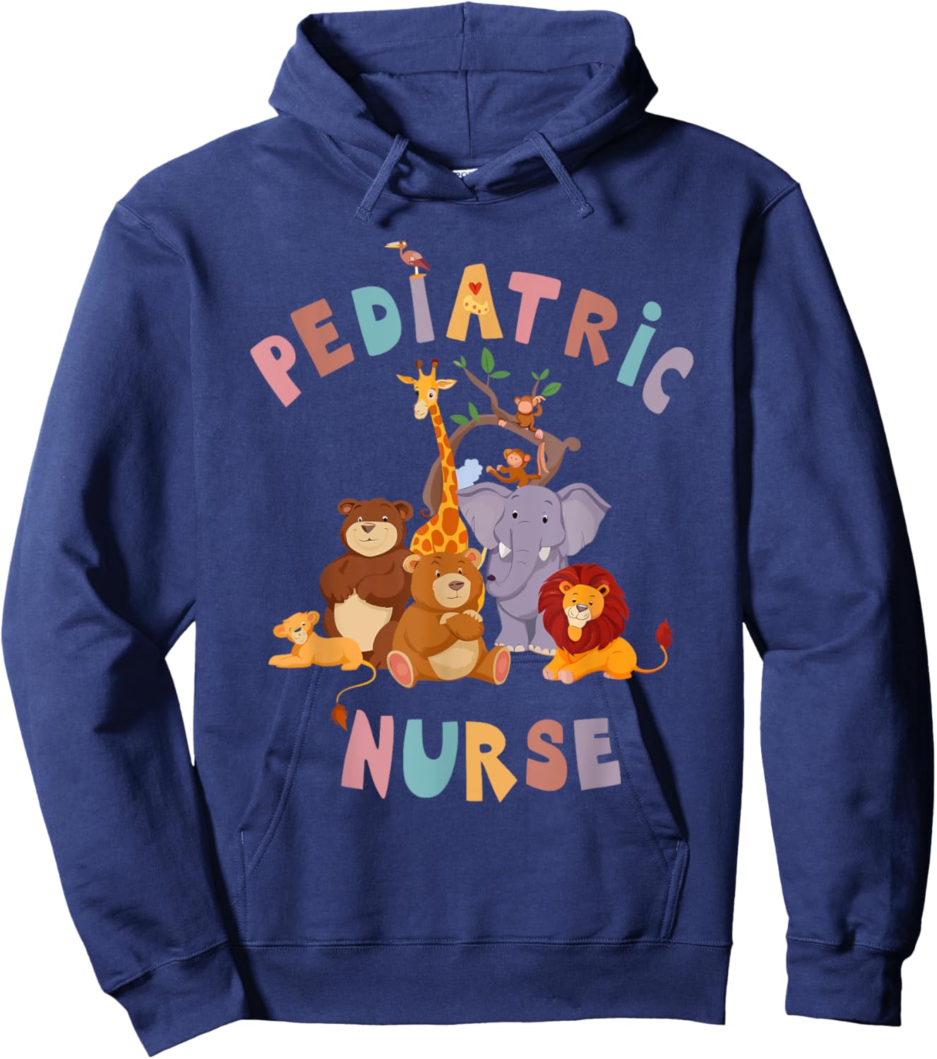 Pediatric Nurse PEDS Nursing Appreciation Pediatric Animal Hoodie - Hoodie | Navy